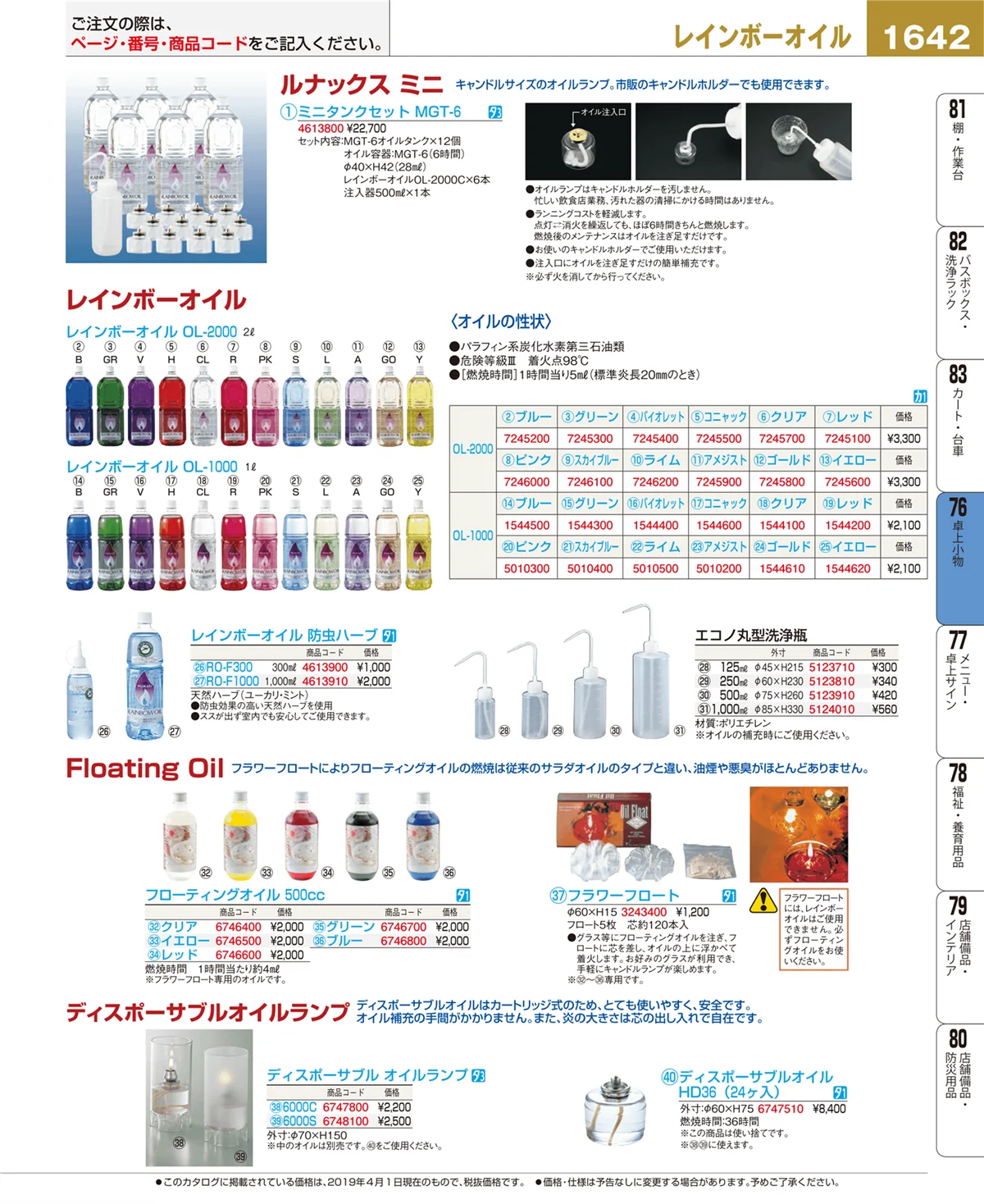 EBM業務用厨房用品カタログvol.19・ページ番号1642・卓上小物
