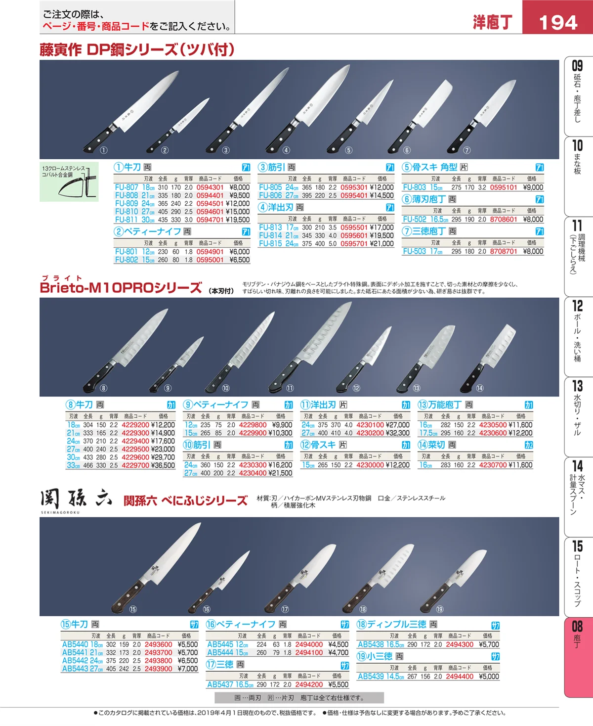 EBM業務用厨房用品カタログvol.19・ページ番号194・ホテルパン・ガストロノームパン