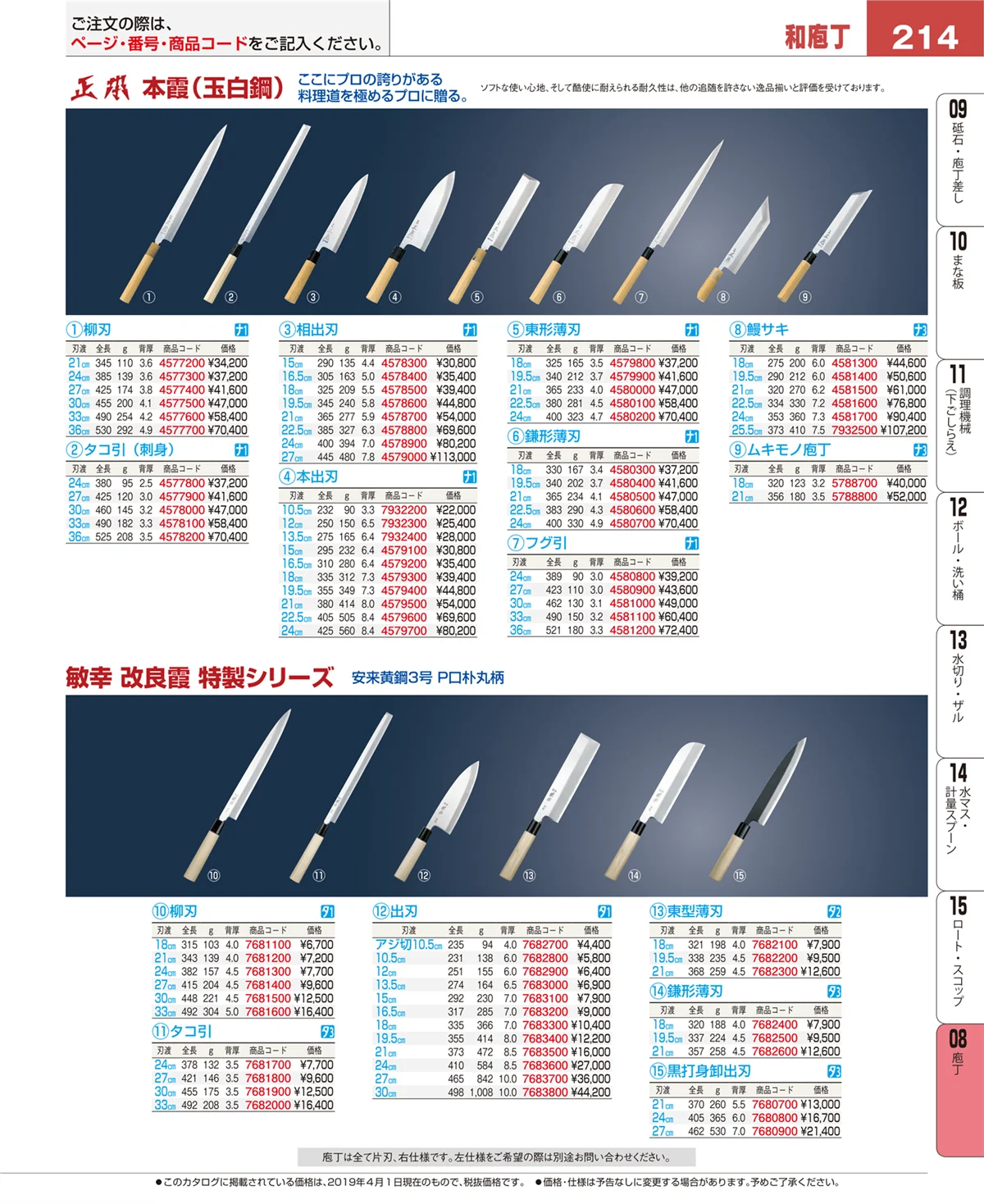 EBM業務用厨房用品カタログvol.19・ページ番号214・ホテルパン・ガストロノームパン
