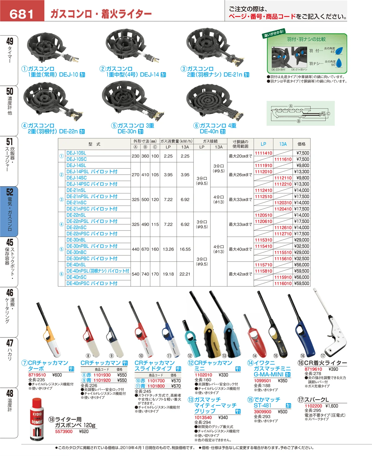 EBM業務用厨房用品カタログvol.19・ページ番号681・電気・ガスコンロ
