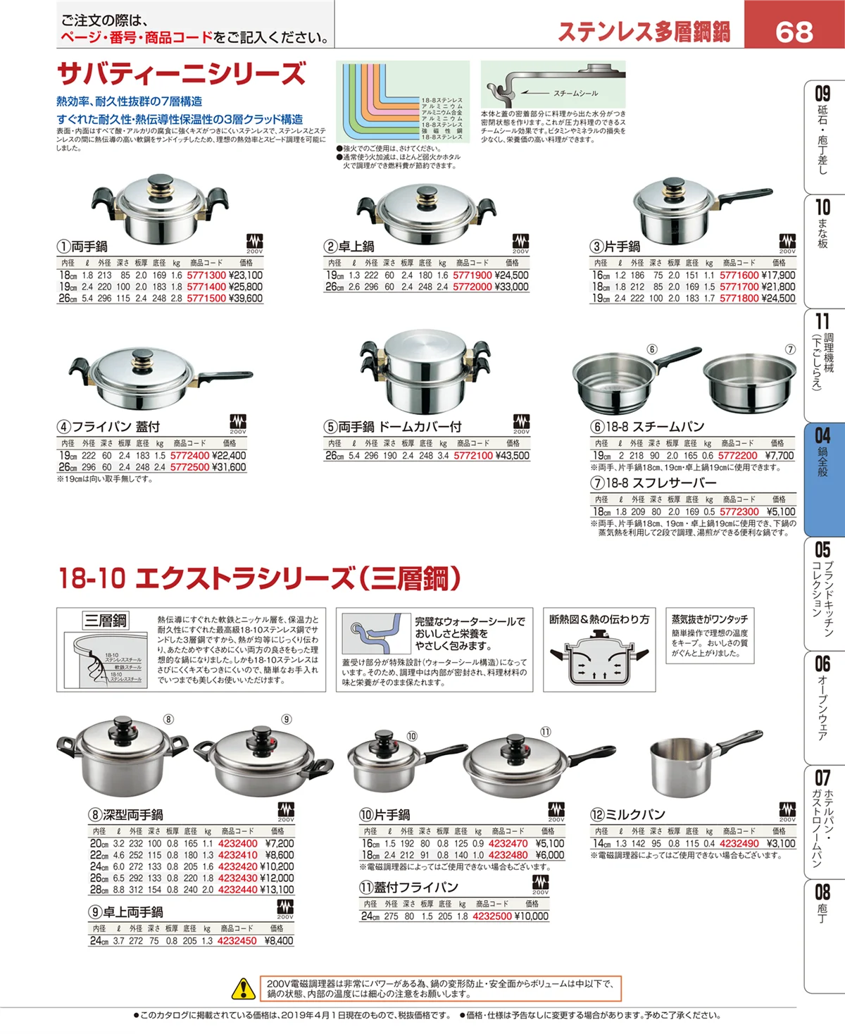 EBM業務用厨房用品カタログvol.19・ページ番号68・フライパン
