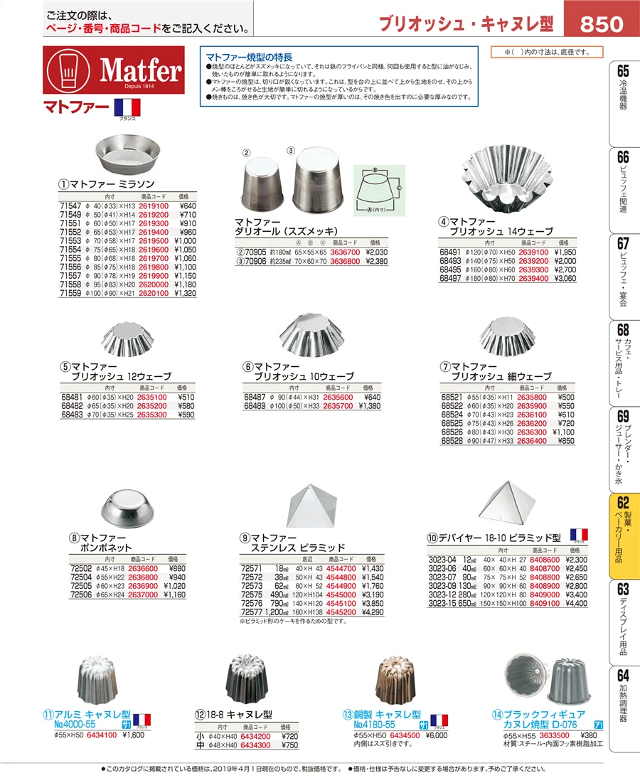 製菓・ベーカリー用品 ページ850