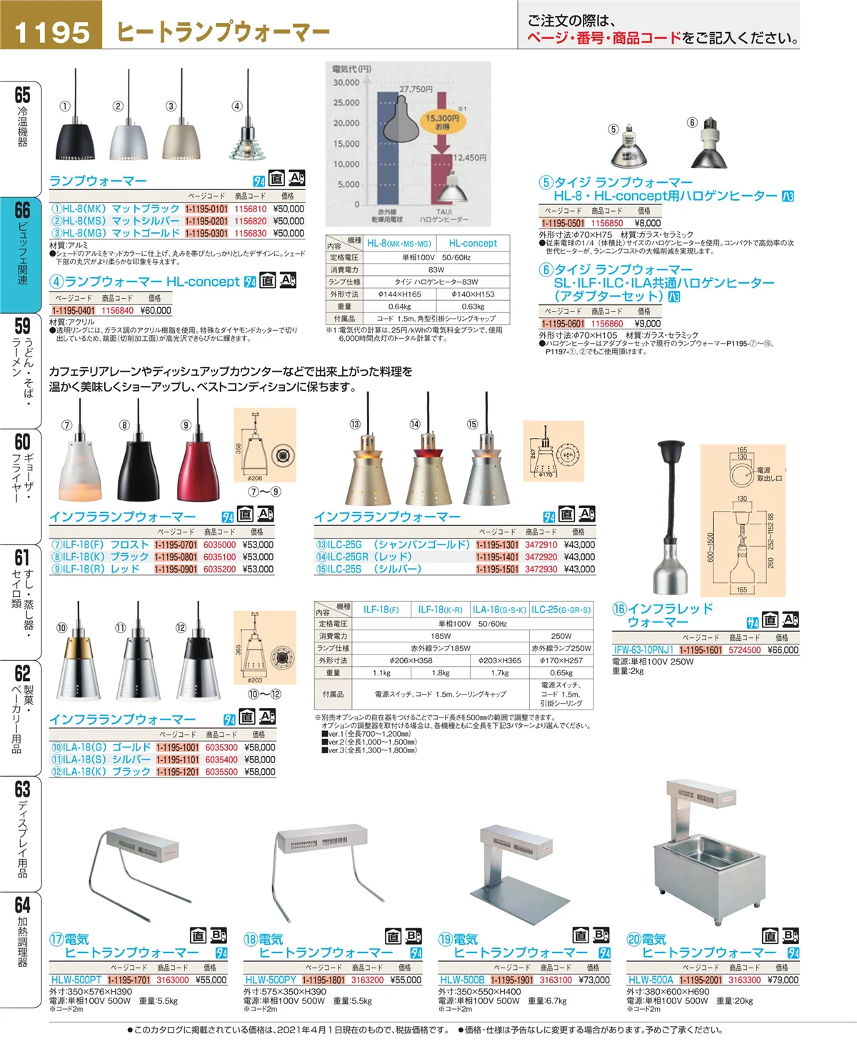EBM業務用厨房用品カタログvol.21・ページ番号1195・冷温機器