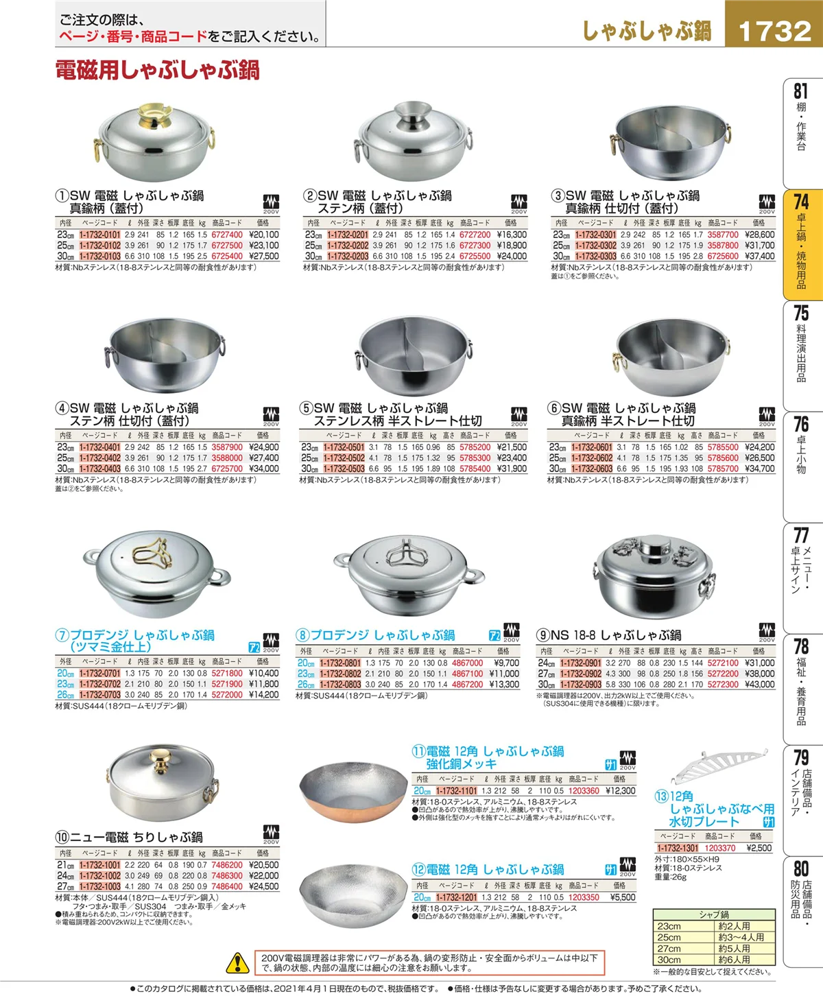 EBM業務用厨房用品カタログvol.21・ページ番号1732・和・洋・中 食器