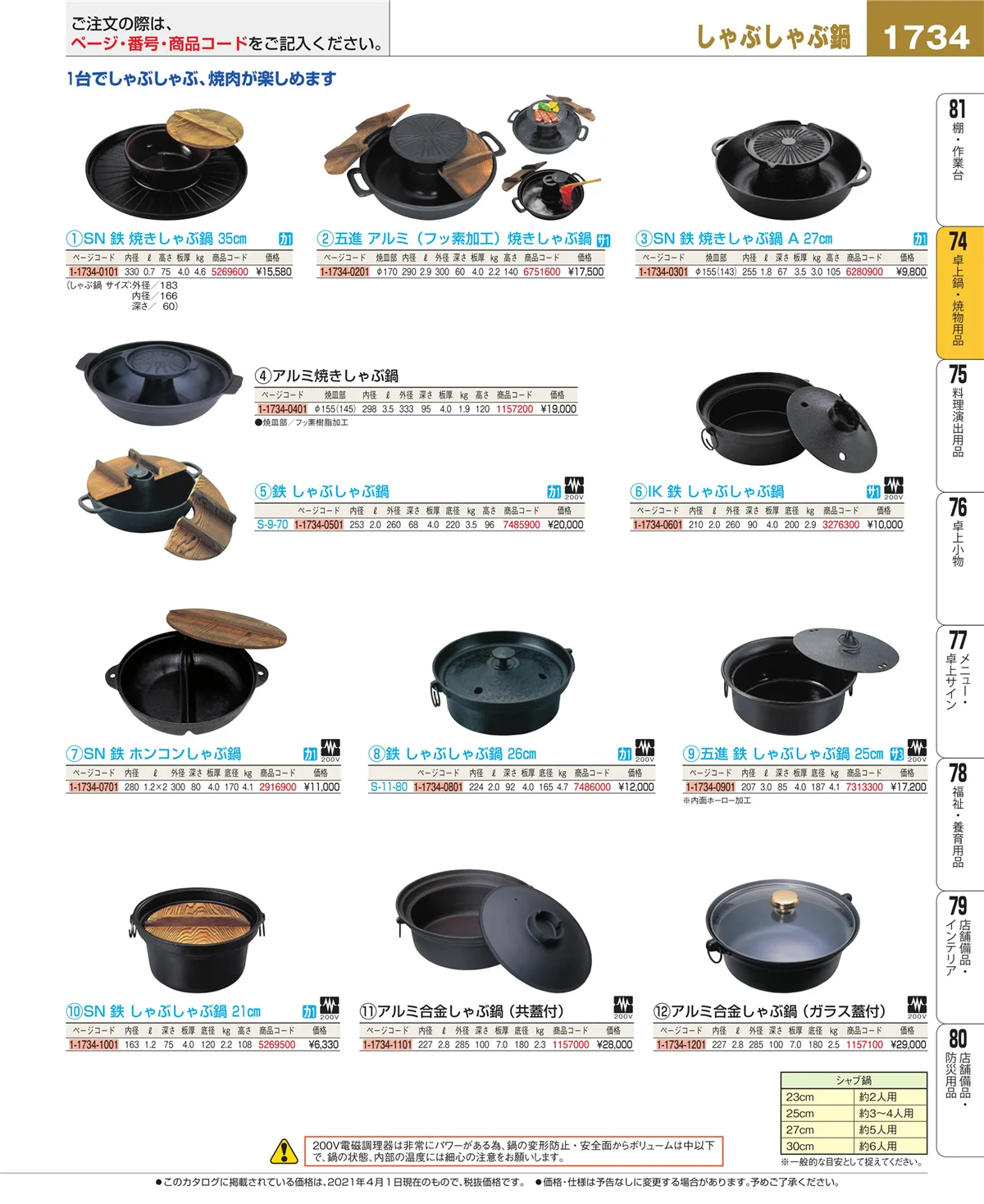 EBM業務用厨房用品カタログvol.21・ページ番号1734・和・洋・中 食器