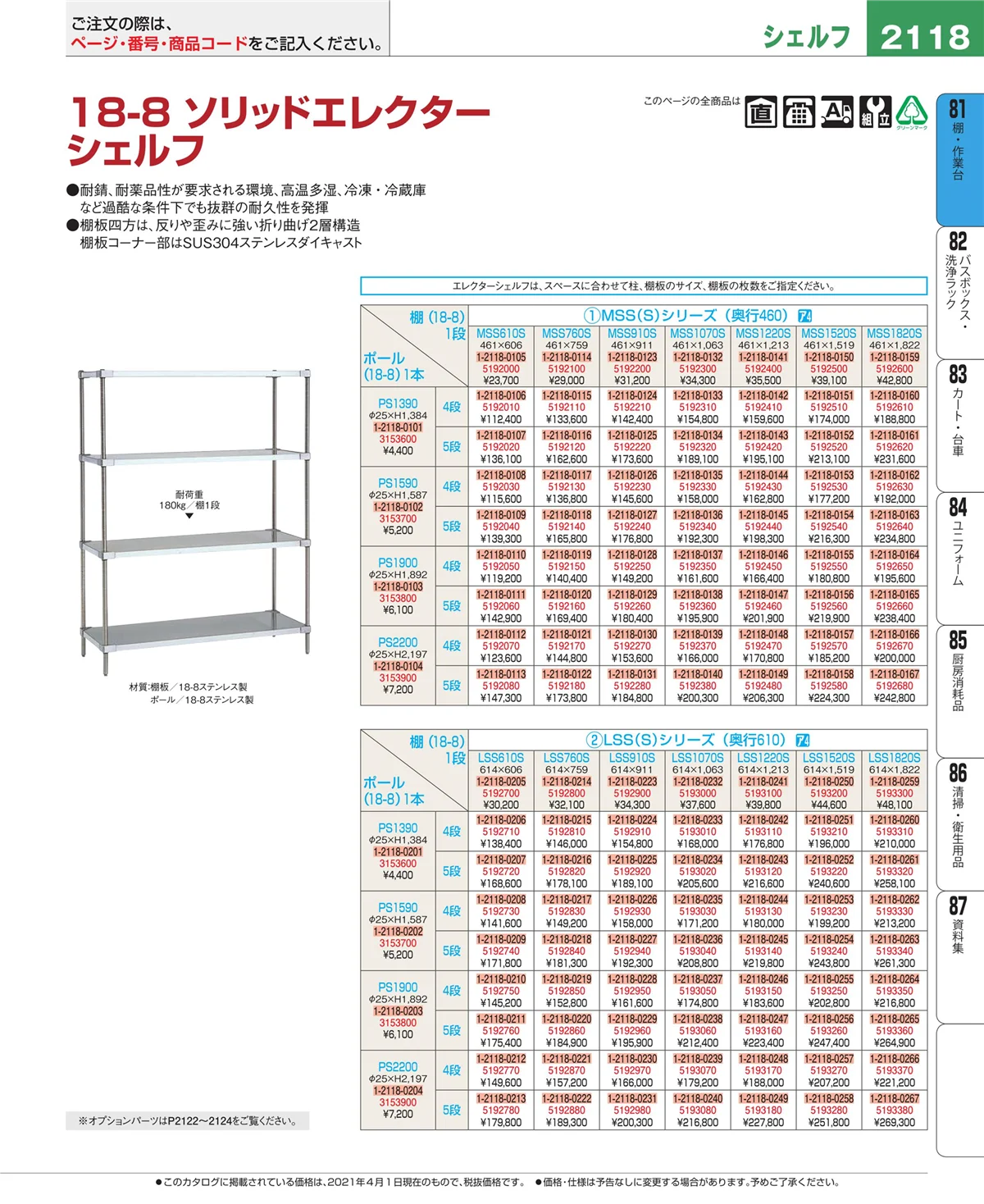 EBM業務用厨房用品カタログvol.21・ページ番号2118・店舗備品・防災用品