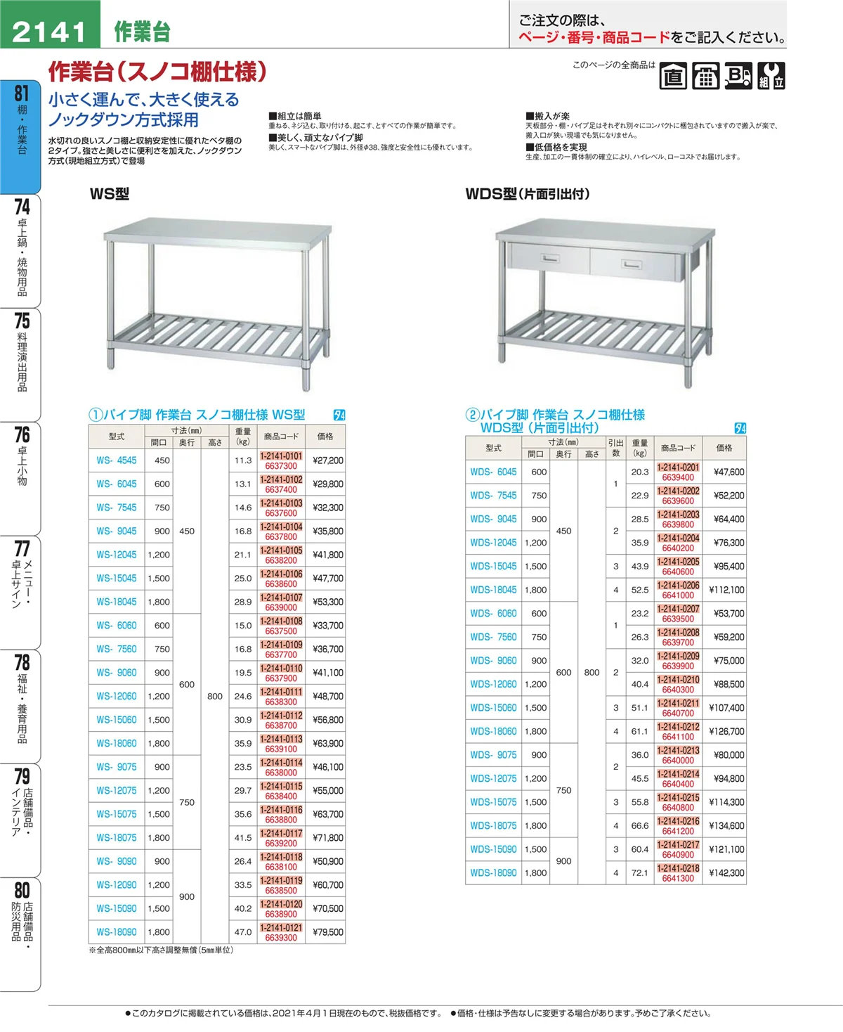 EBM業務用厨房用品カタログvol.21・ページ番号2141・店舗備品・防災用品