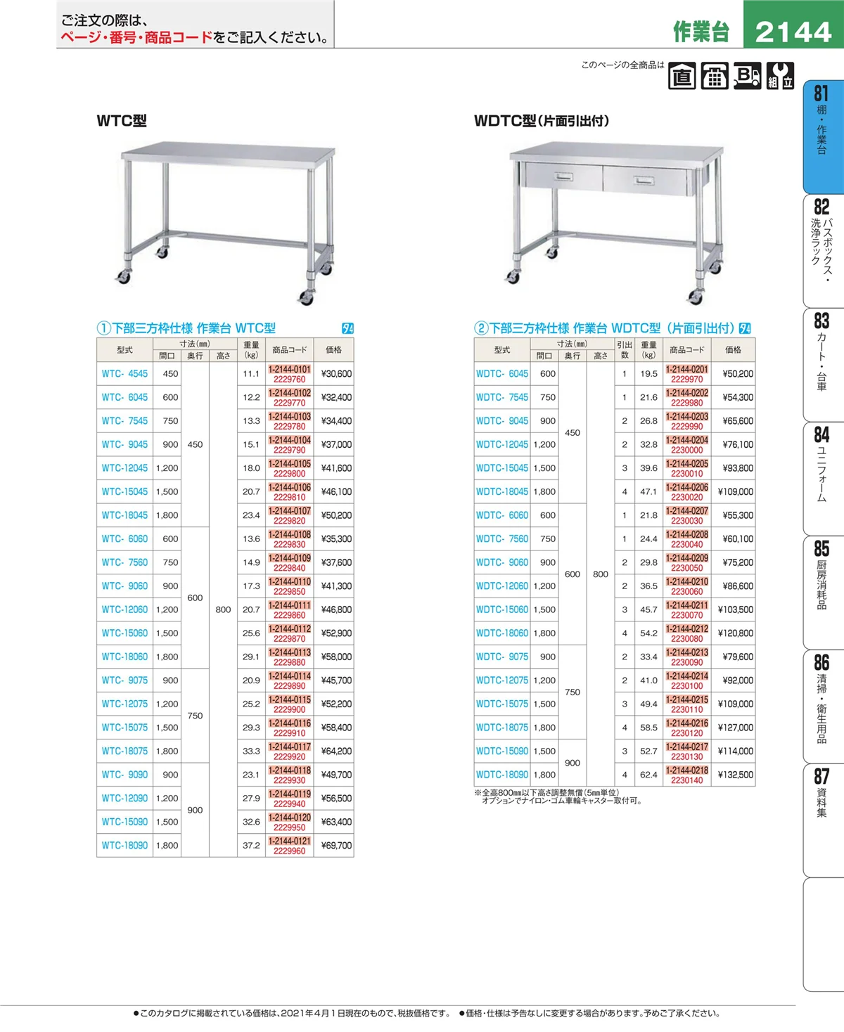 EBM業務用厨房用品カタログvol.21・ページ番号2144・店舗備品・防災用品