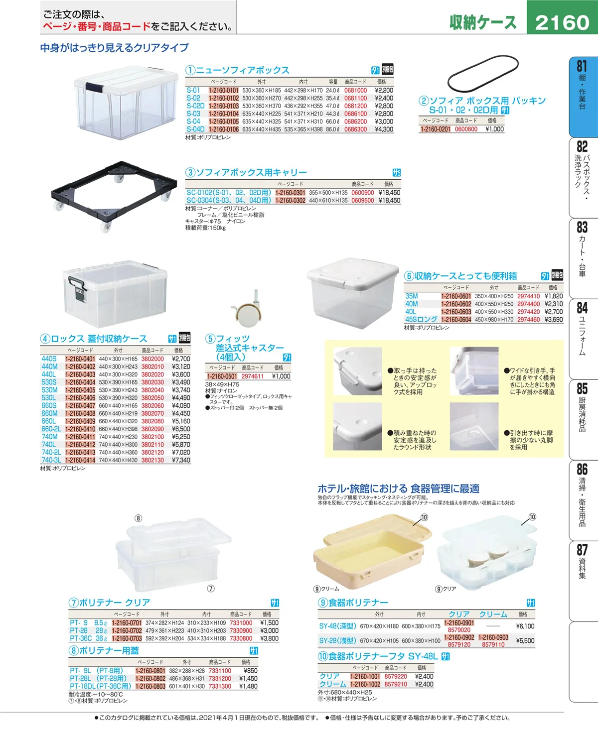 EBM業務用厨房用品カタログvol.21・ページ番号2160・店舗備品・防災用品