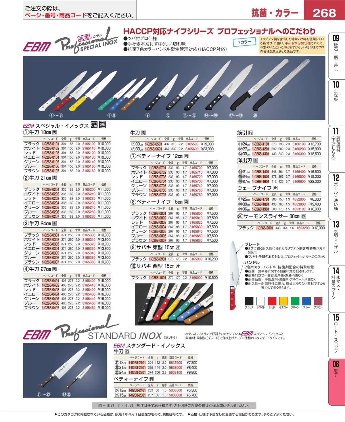 EBM業務用厨房用品カタログvol.21・ページ番号268・ホテルパン・ガストロノームパン
