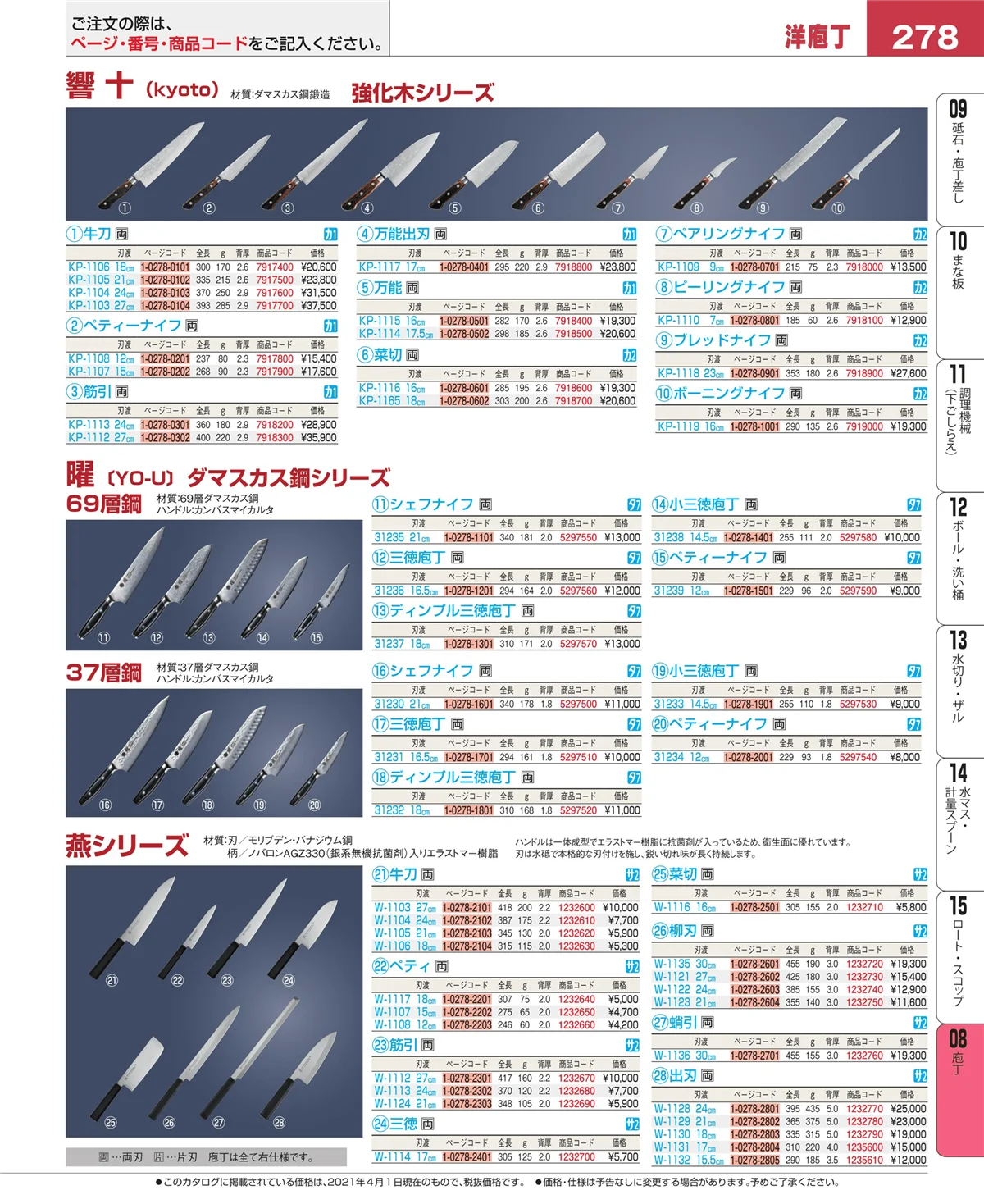 EBM業務用厨房用品カタログvol.21・ページ番号278・ホテルパン・ガストロノームパン