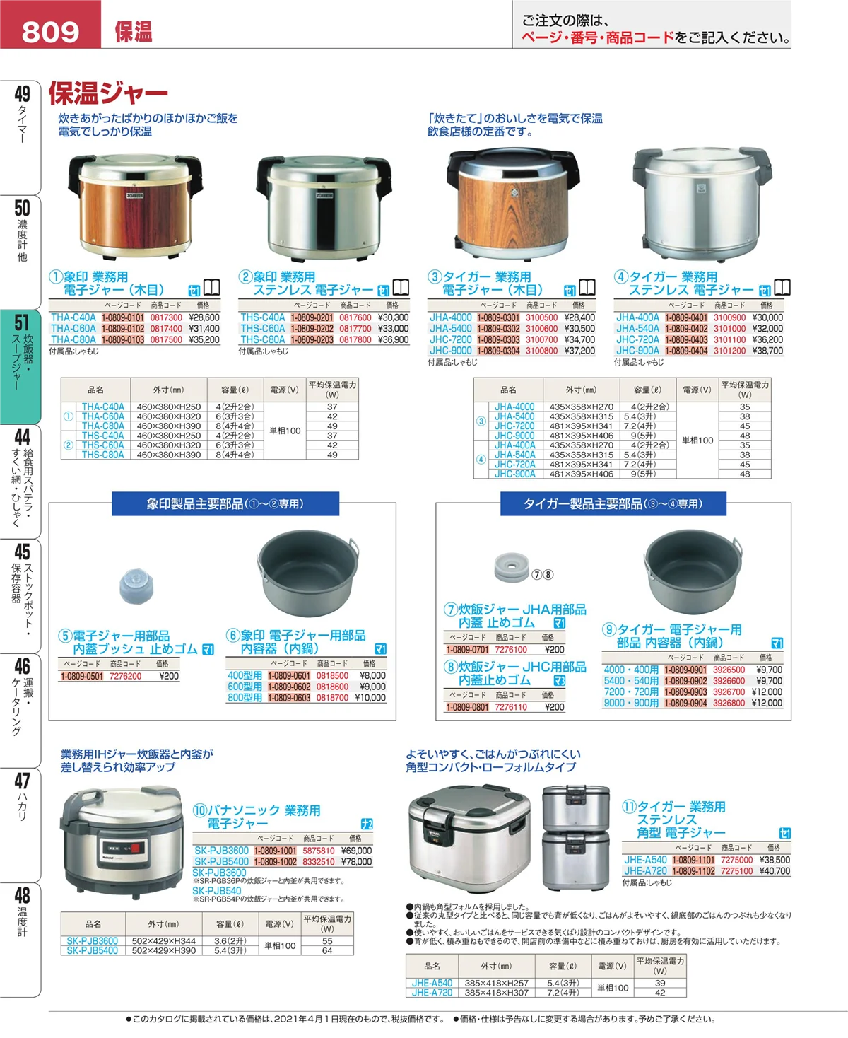 EBM業務用厨房用品カタログvol.21・ページ番号809・濃度計 他