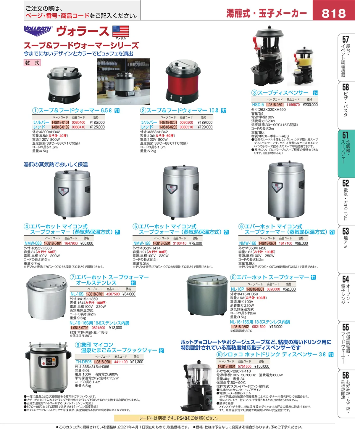 EBM業務用厨房用品カタログvol.21・ページ番号818・濃度計 他