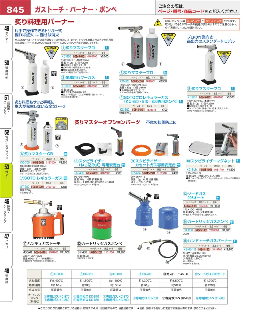 電気・ガスコンロ ページ845
