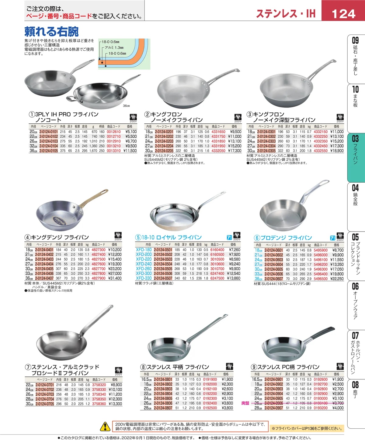 EBM業務用厨房用品カタログvol.22・ページ番号124・ガス専用鍋