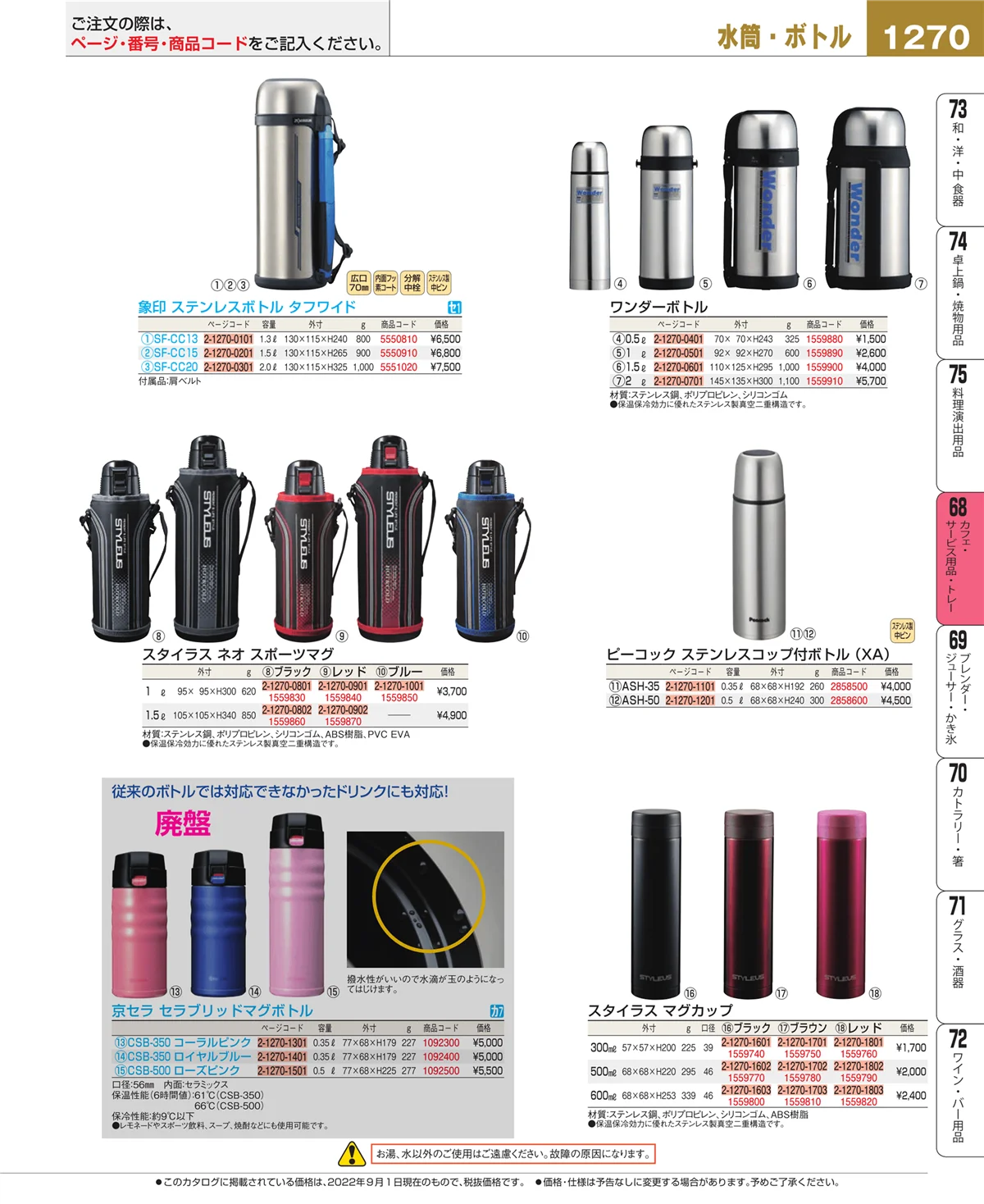 EBM業務用厨房用品カタログvol.22・ページ番号1270・ビュッフェ・宴会