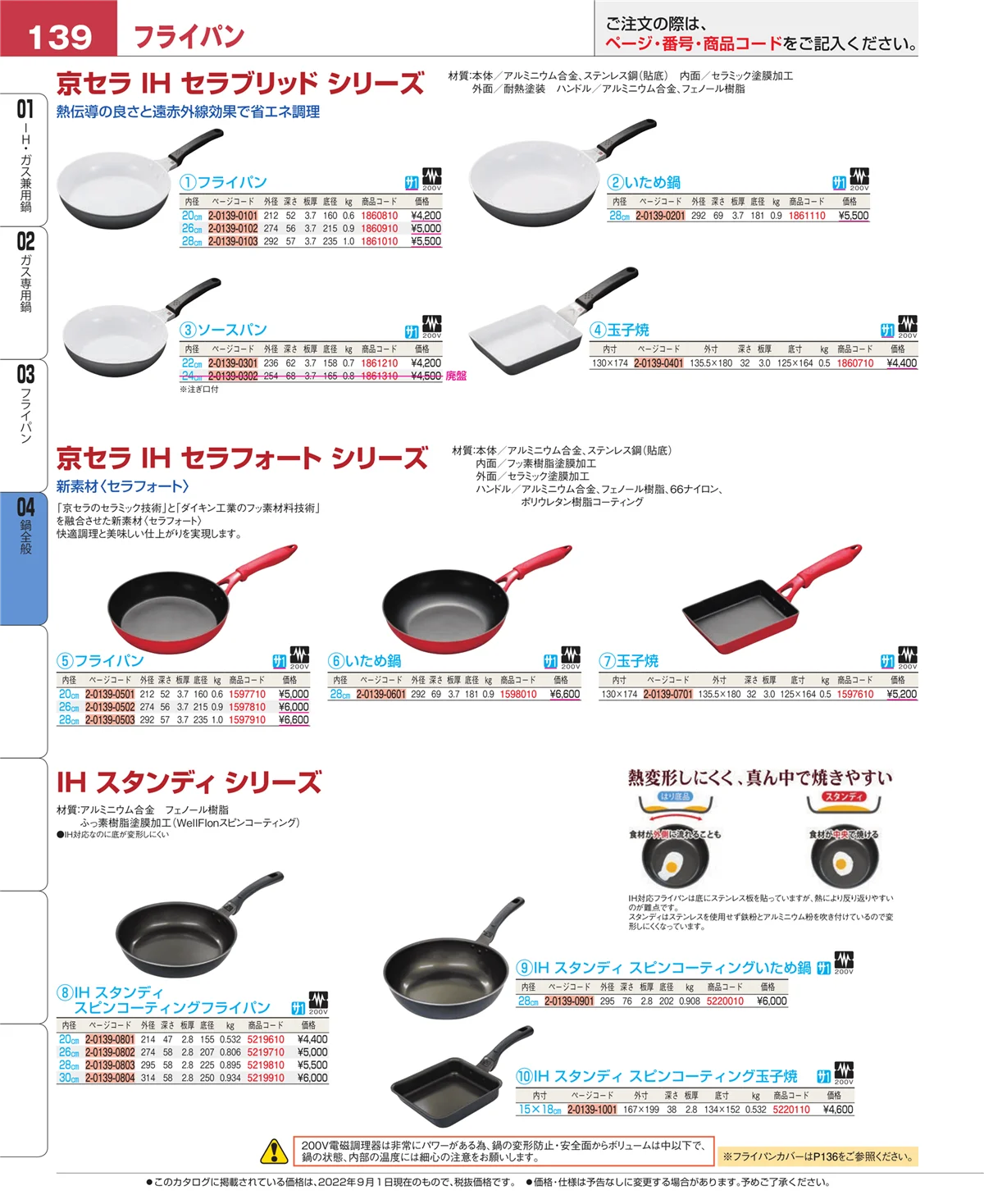 EBM業務用厨房用品カタログvol.22・ページ番号139・フライパン