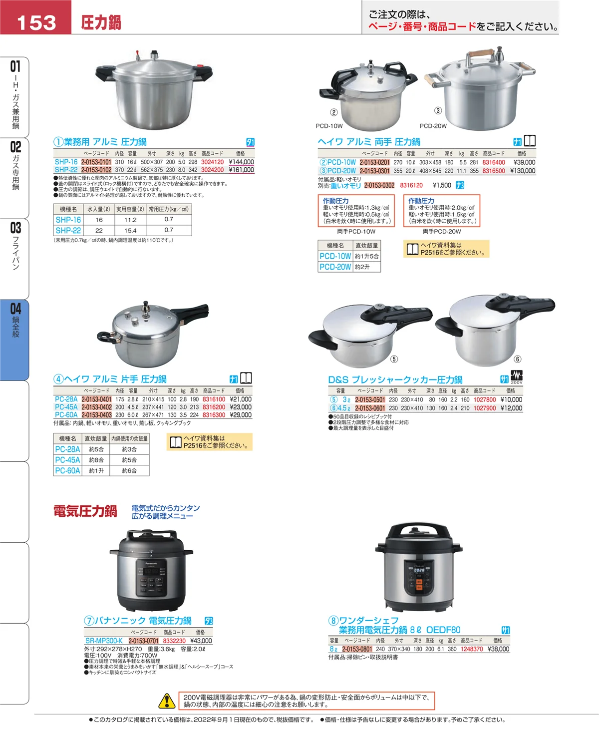 EBM業務用厨房用品カタログvol.22・ページ番号153・フライパン