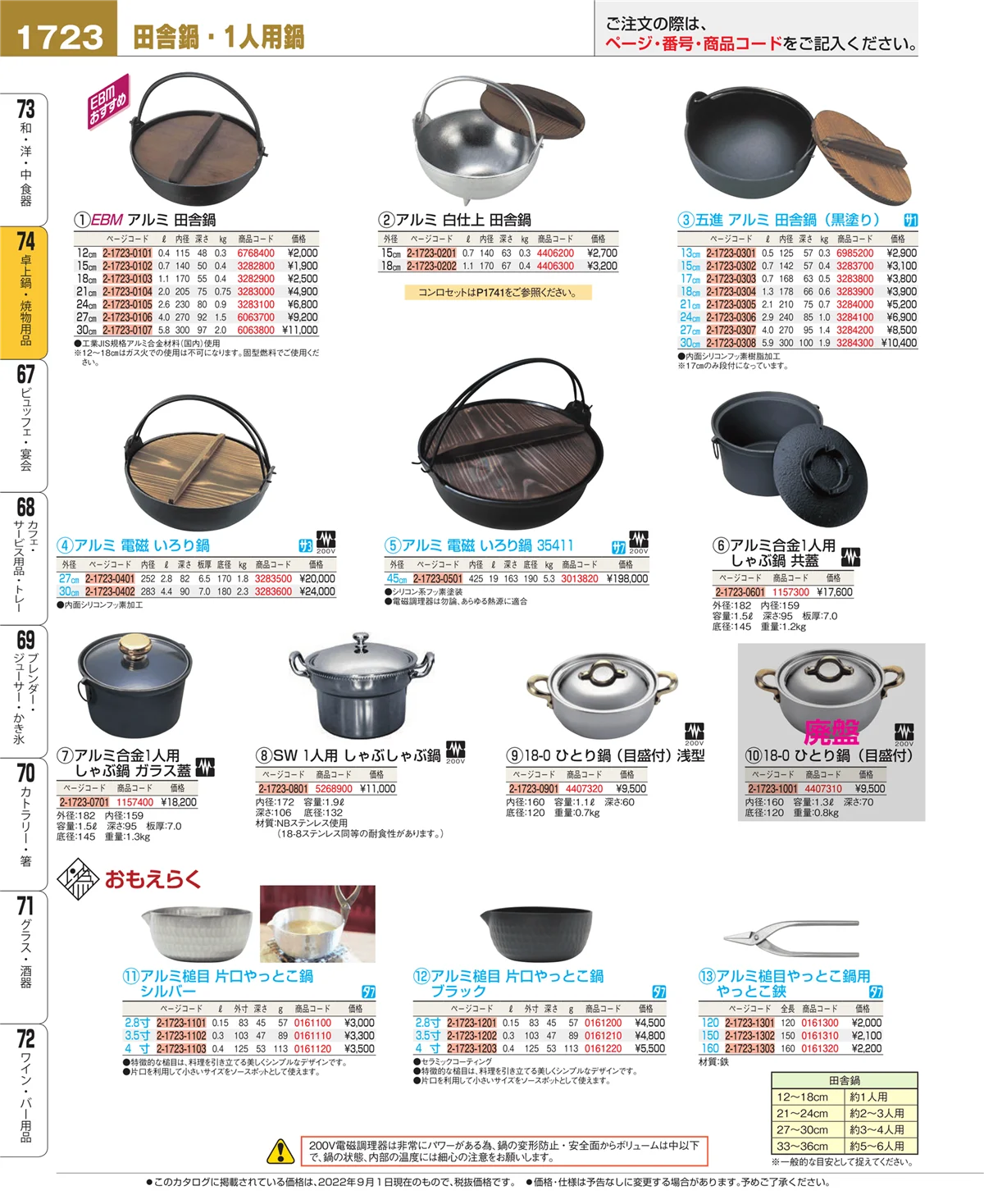 EBM業務用厨房用品カタログvol.22・ページ番号1723・和・洋・中 食器