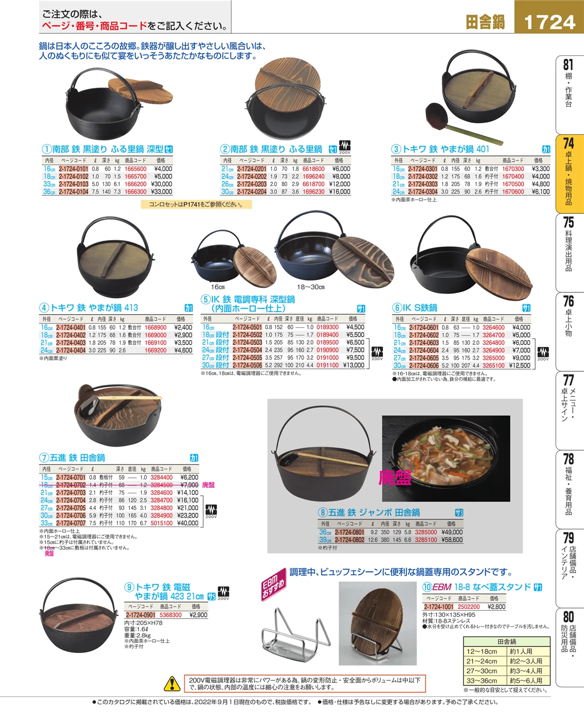 EBM業務用厨房用品カタログvol.22・ページ番号1724・和・洋・中 食器