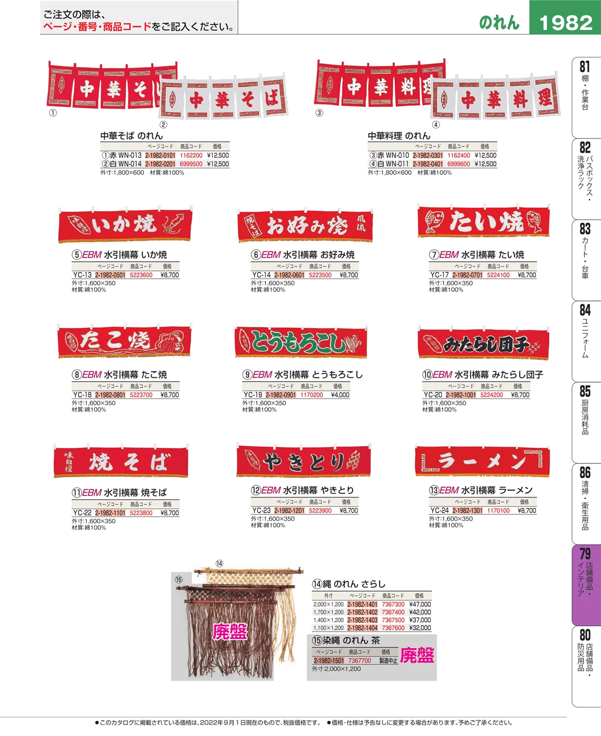 EBM業務用厨房用品カタログvol.22・ページ番号1982・福祉・養育用品
