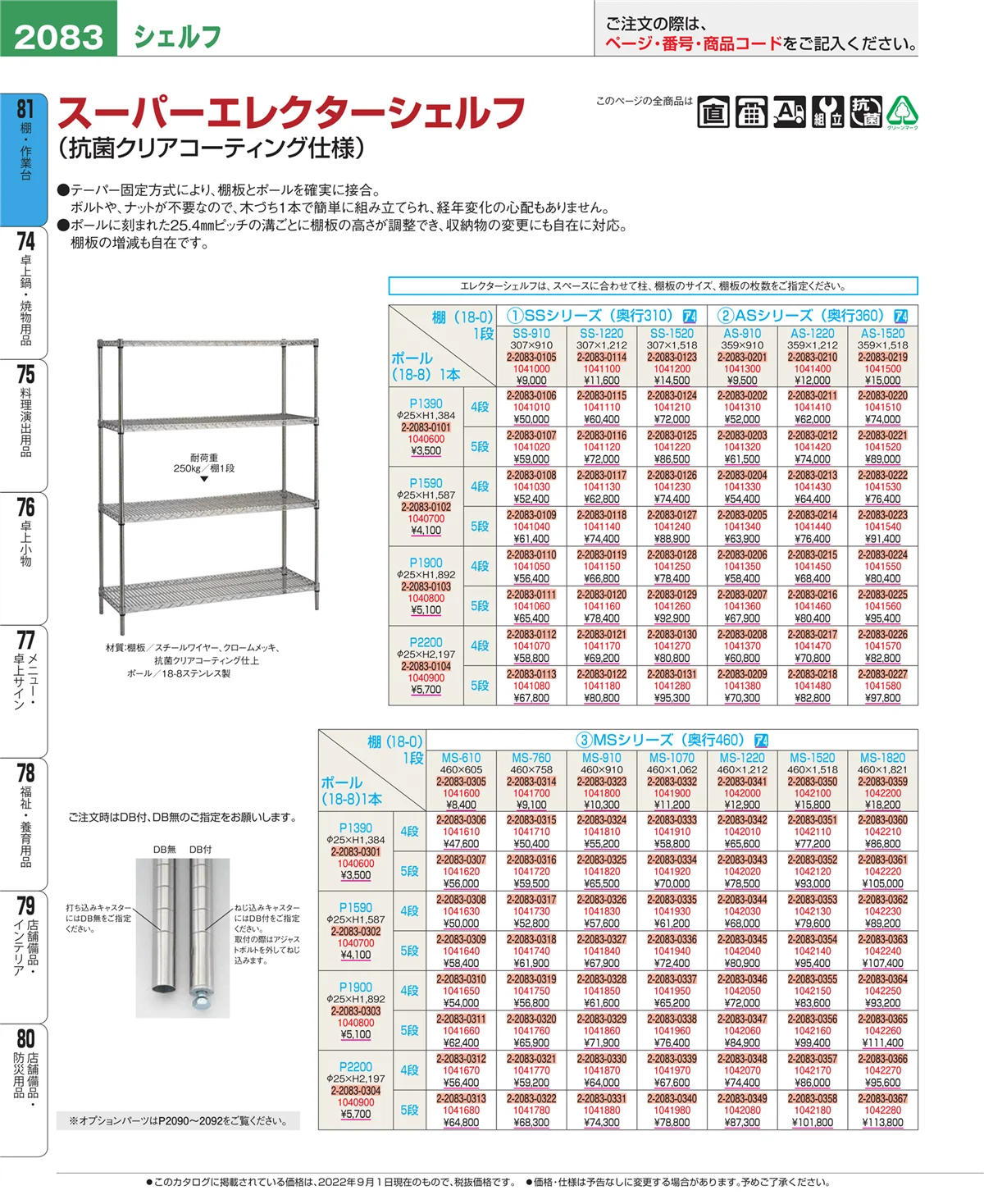 EBM業務用厨房用品カタログvol.22・ページ番号2083・店舗備品・防災用品