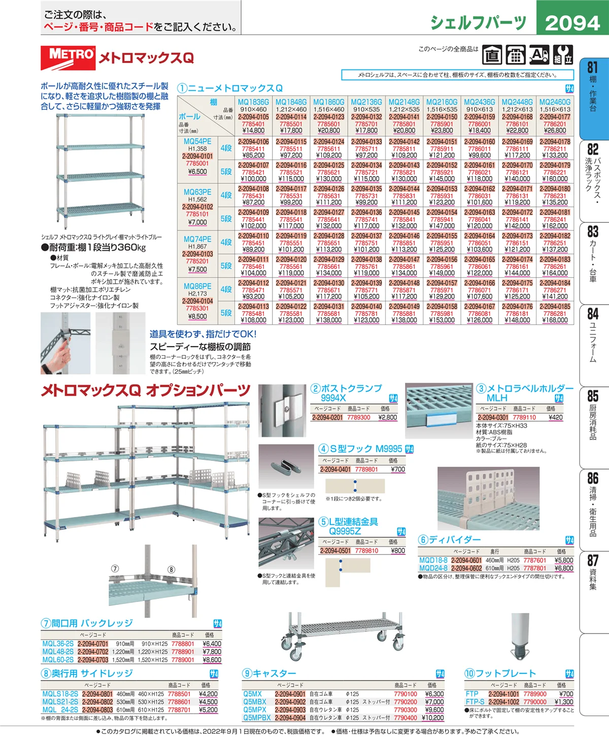 EBM業務用厨房用品カタログvol.22・ページ番号2094・店舗備品・防災用品