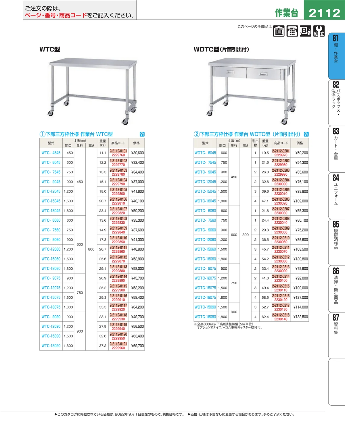 EBM業務用厨房用品カタログvol.22・ページ番号2112・店舗備品・防災用品