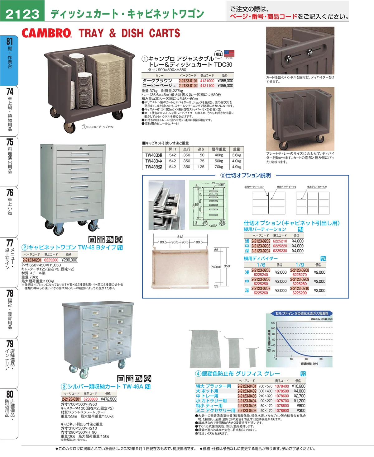 EBM業務用厨房用品カタログvol.22・ページ番号2123・店舗備品・防災用品