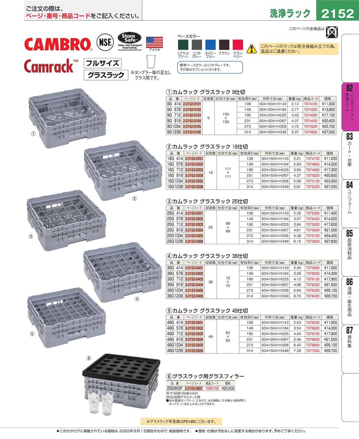 EBM業務用厨房用品カタログvol.22・ページ番号2152・棚・作業台
