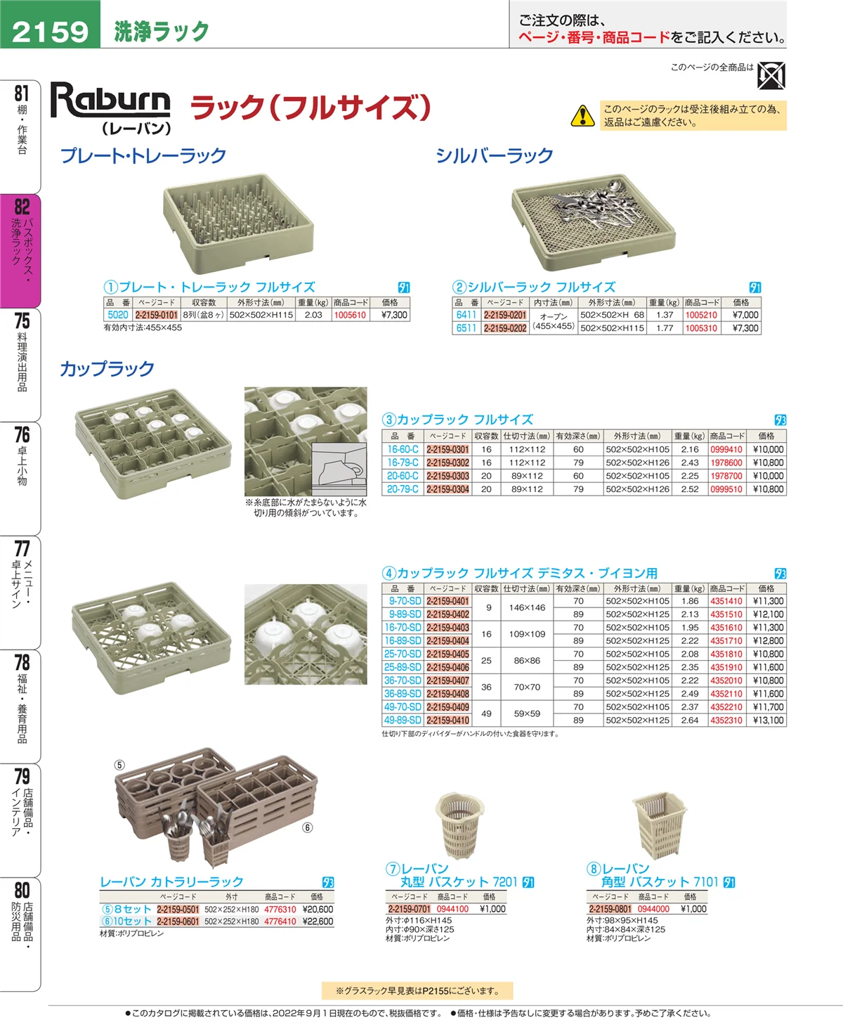 EBM業務用厨房用品カタログvol.22・ページ番号2159・棚・作業台