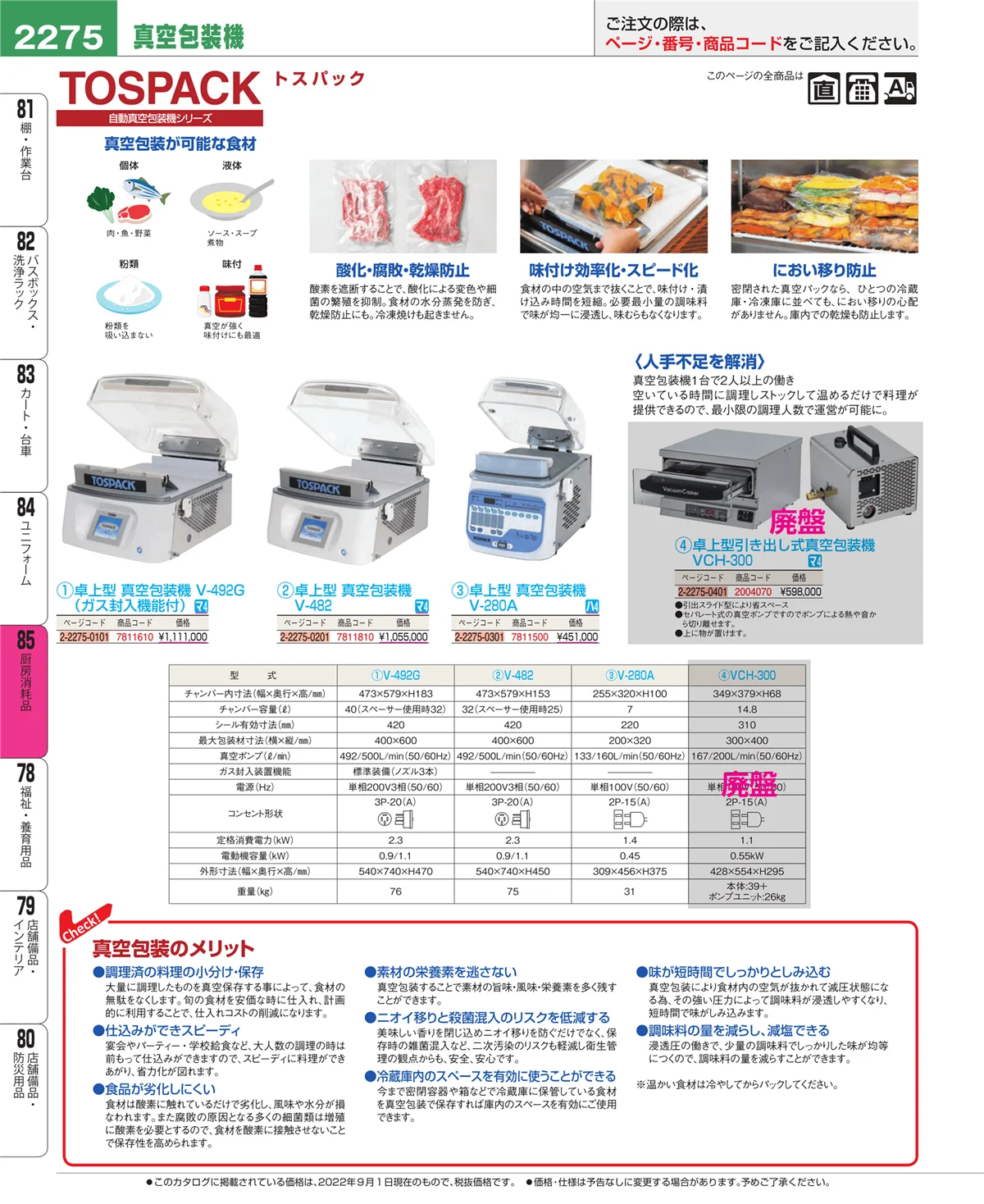 EBM業務用厨房用品カタログvol.22・ページ番号2275・ユニフォーム