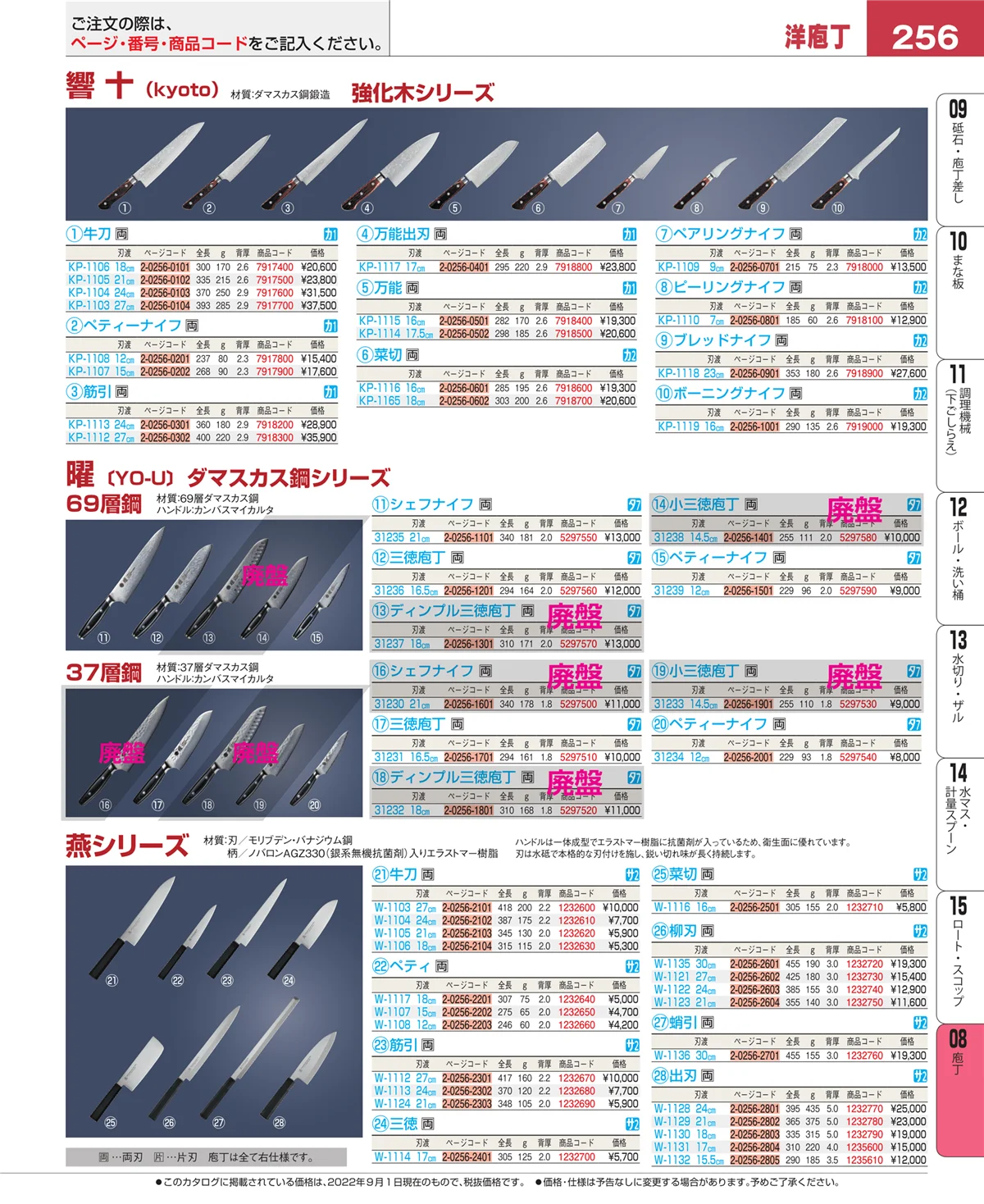 EBM業務用厨房用品カタログvol.22・ページ番号256・ホテルパン・ガストロノームパン