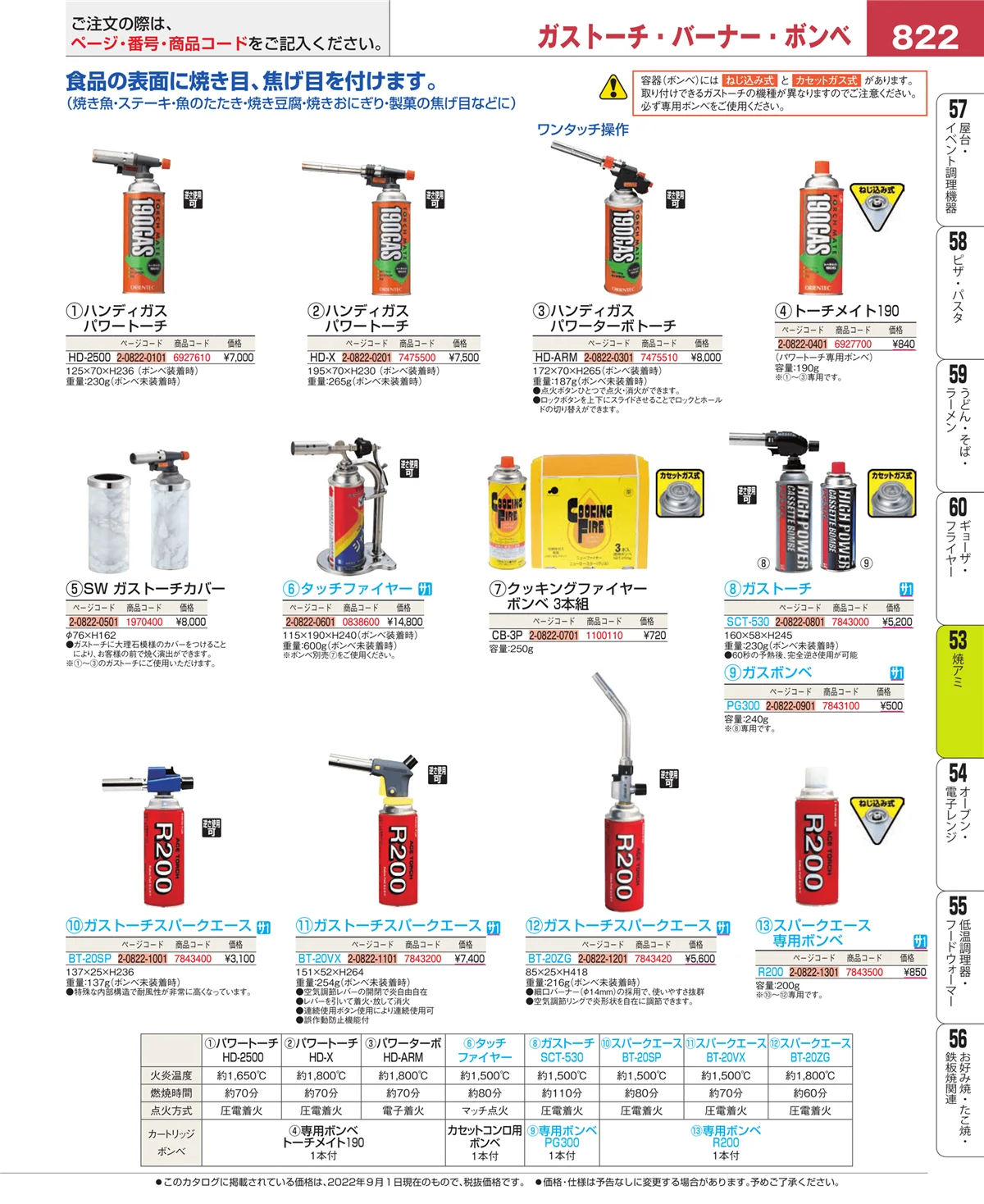 EBM業務用厨房用品カタログvol.22・ページ番号822・電気・ガスコンロ