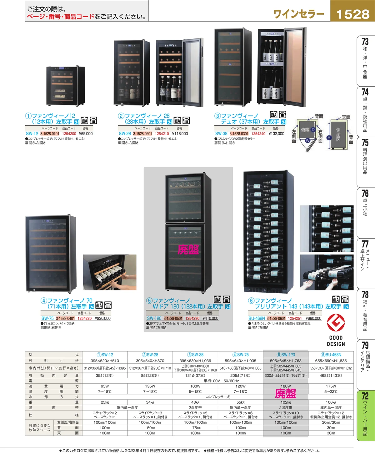 EBM業務用厨房用品カタログvol.23・ページ番号1528・グラス・酒器