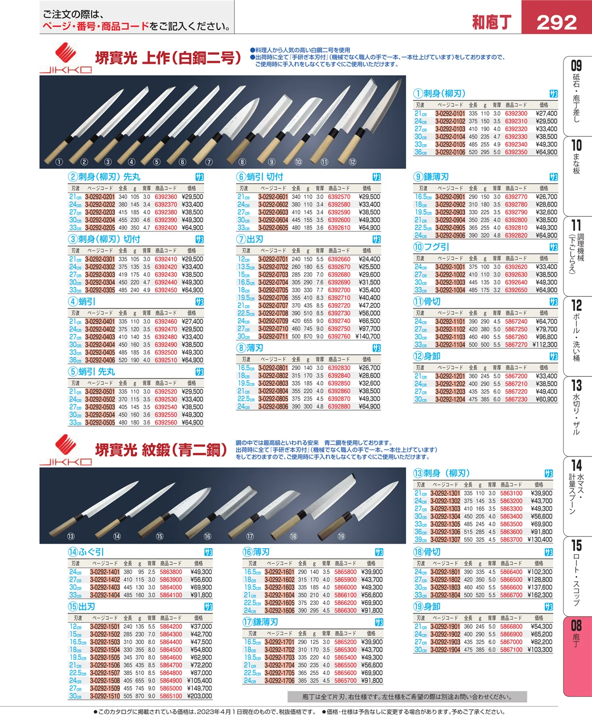 EBM業務用厨房用品カタログvol.23・ページ番号292・ホテルパン・ガストロノームパン