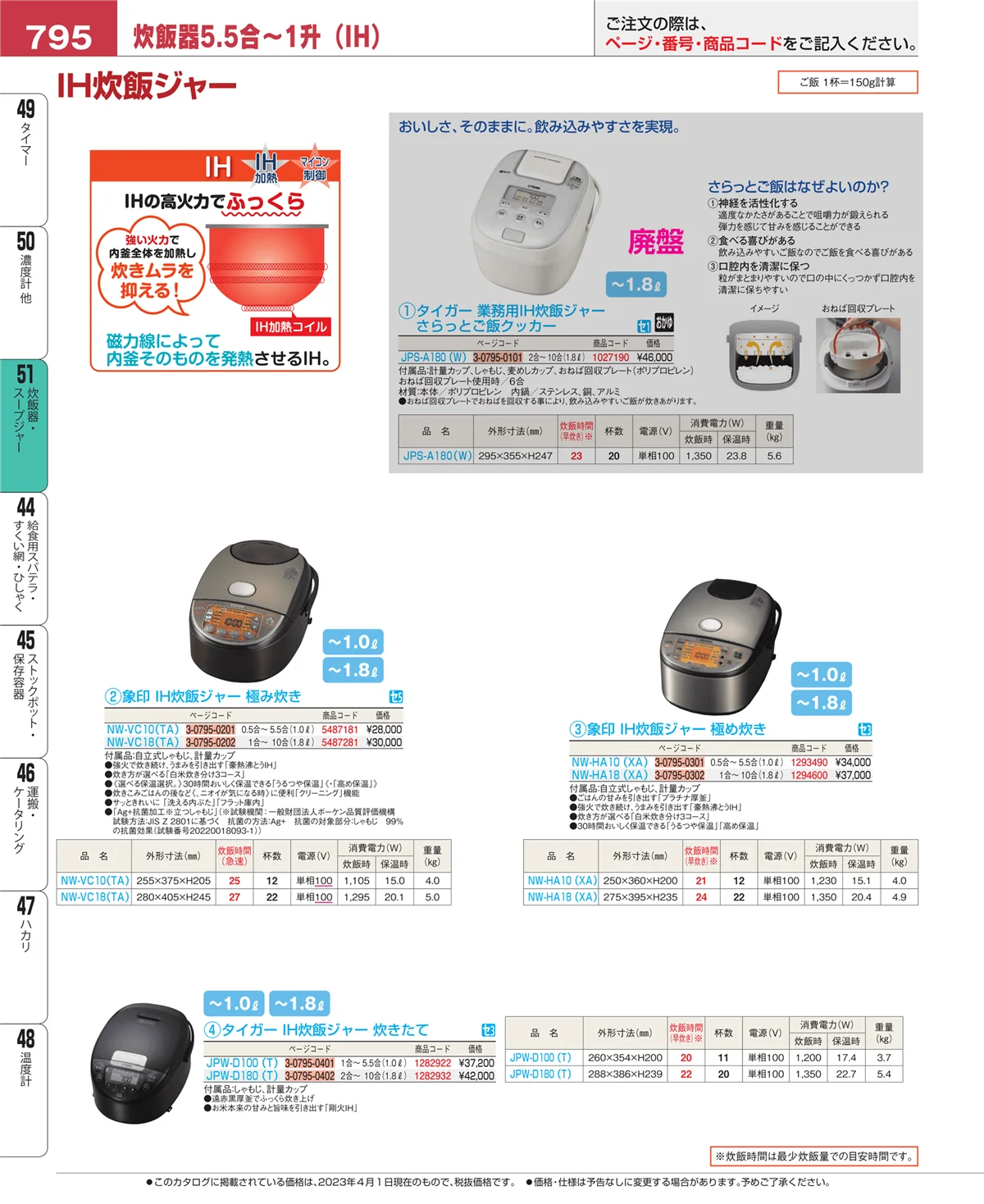 EBM業務用厨房用品カタログvol.23・ページ番号795・濃度計 他