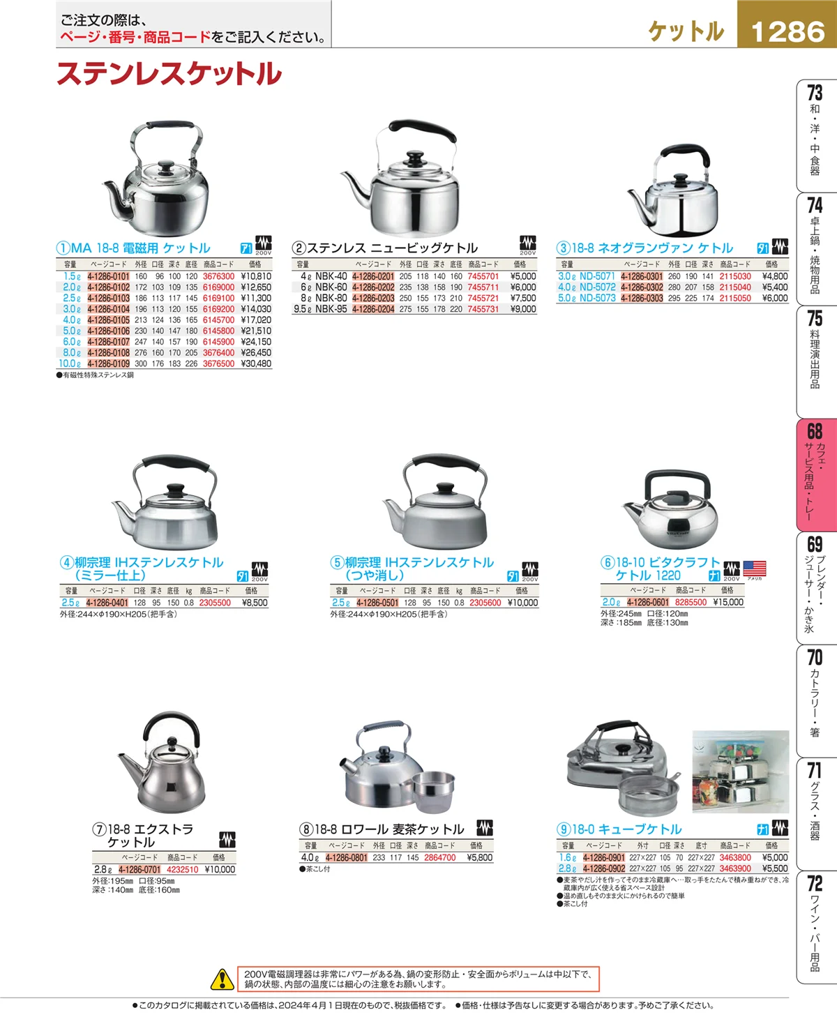 EBM業務用厨房用品カタログvol.24・ページ番号1286・ビュッフェ・宴会