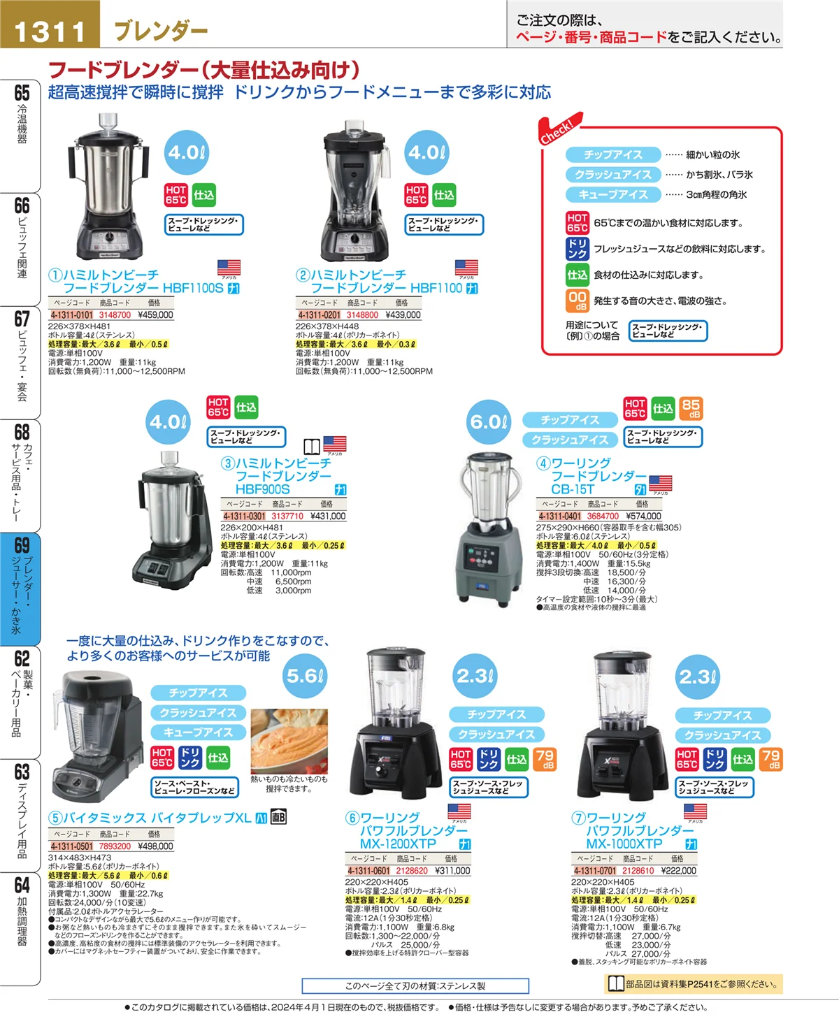 EBM業務用厨房用品カタログvol.24・ページ番号1311・カフェ・サービス用品・トレー