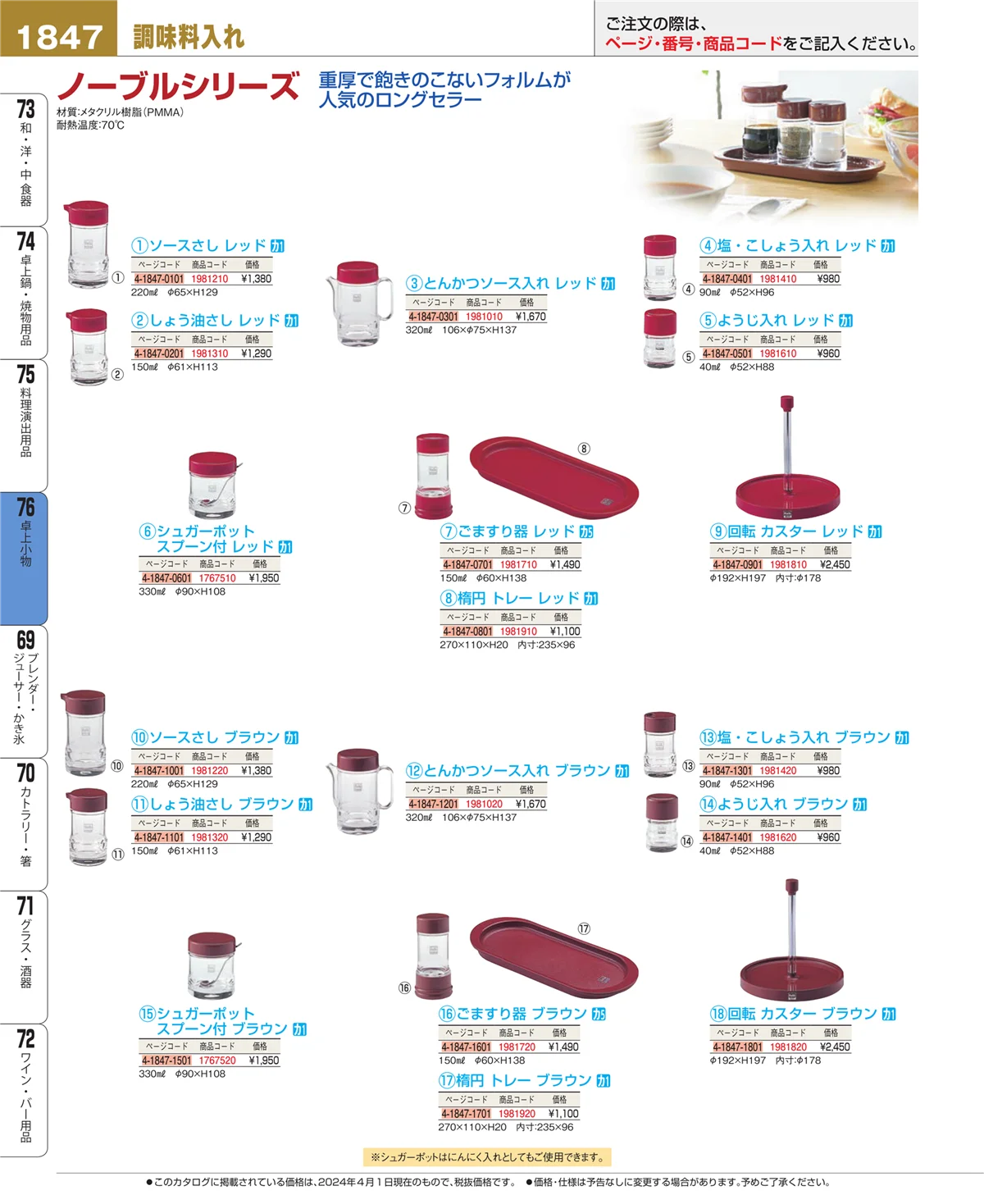 EBM業務用厨房用品カタログvol.24・ページ番号1847・料理演出用品