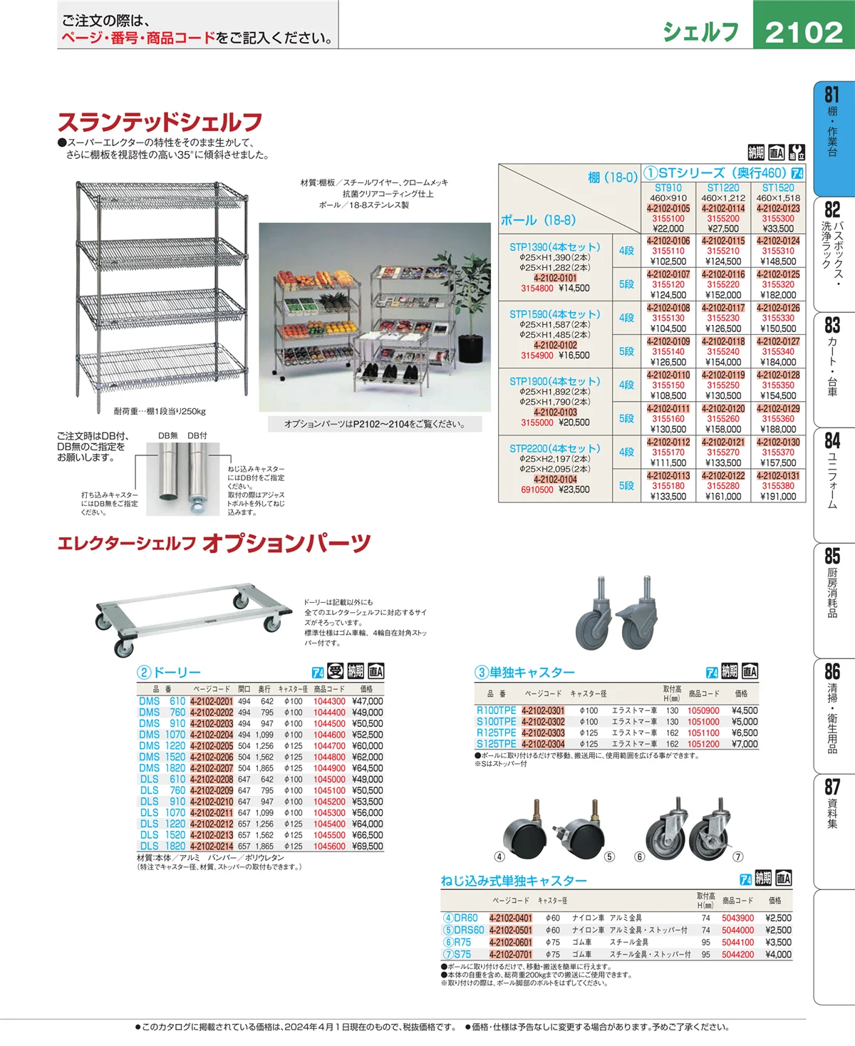 EBM業務用厨房用品カタログvol.24・ページ番号2102・店舗備品・防災用品