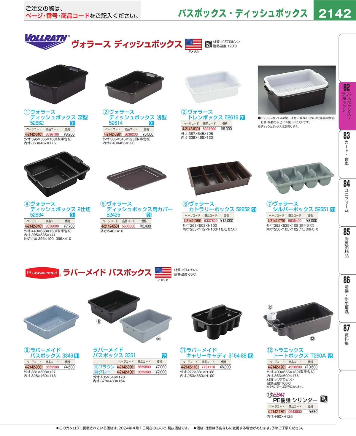 EBM業務用厨房用品カタログvol.24・ページ番号2142・棚・作業台