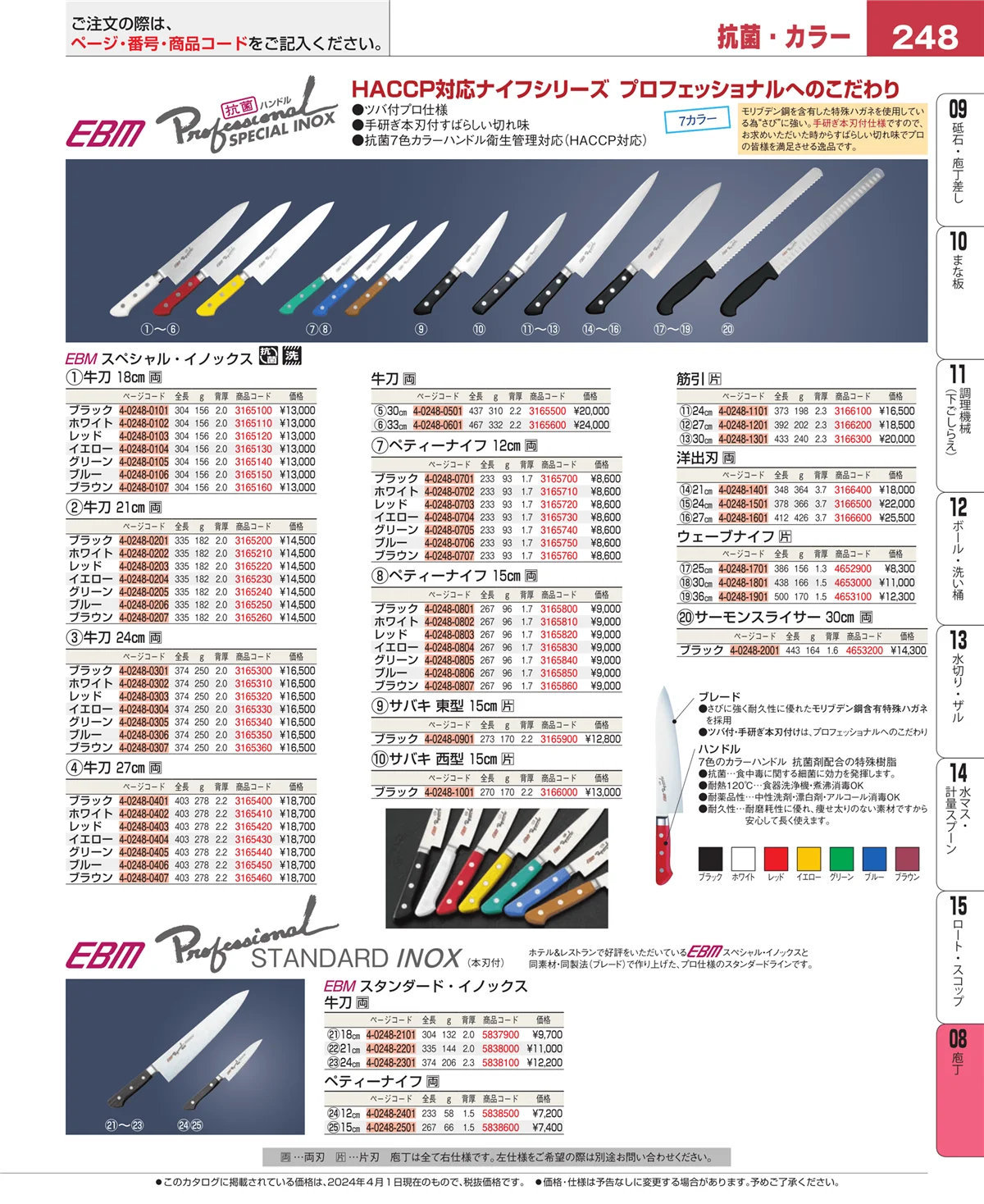 EBM業務用厨房用品カタログvol.24・ページ番号248・ホテルパン・ガストロノームパン