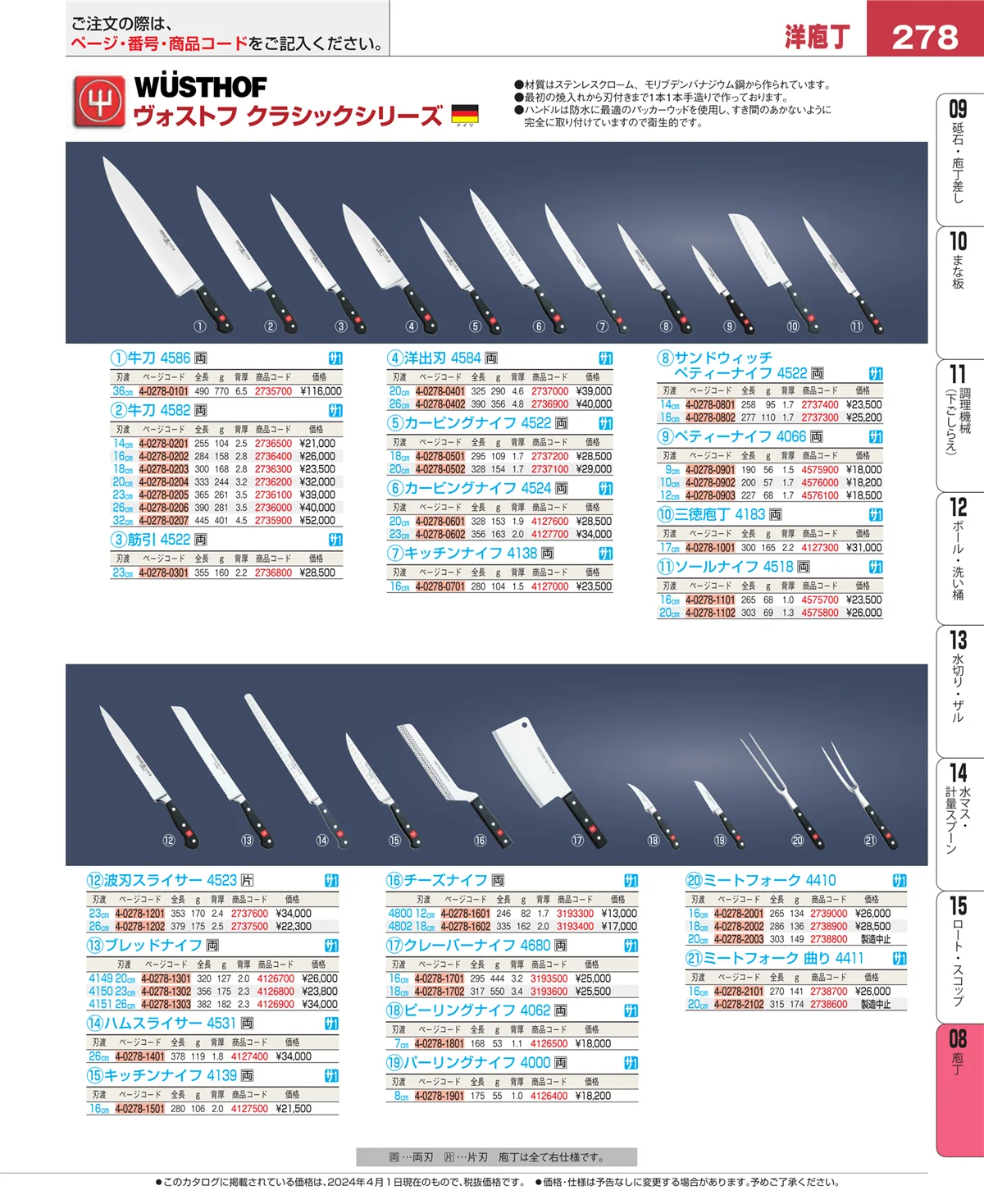 EBM業務用厨房用品カタログvol.24・ページ番号278・ホテルパン・ガストロノームパン