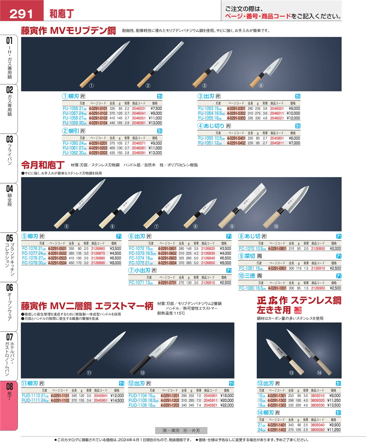 EBM業務用厨房用品カタログvol.24・ページ番号291・ホテルパン・ガストロノームパン