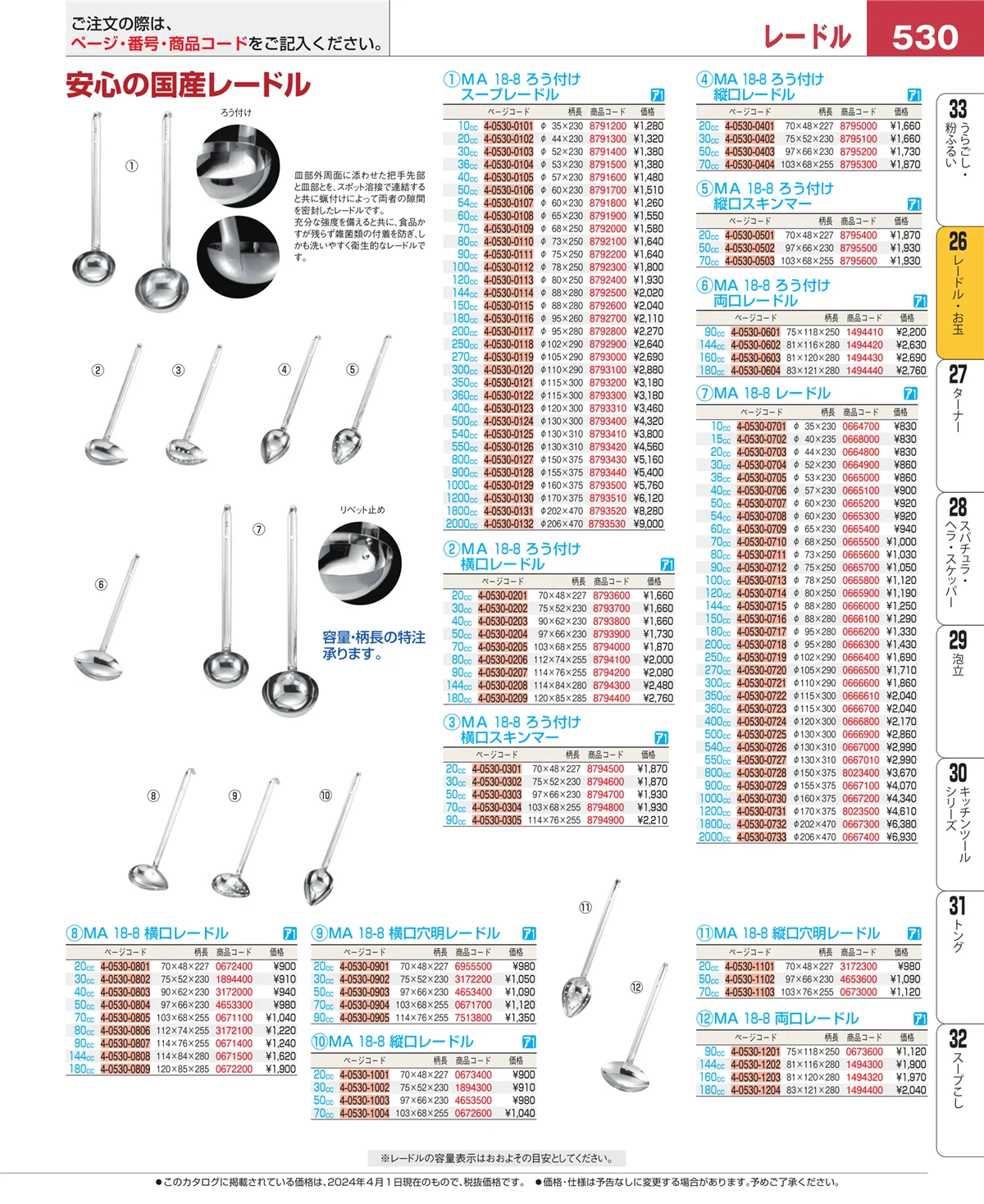 EBM業務用厨房用品カタログvol.24・ページ番号530・オロシ金・チーズ卸