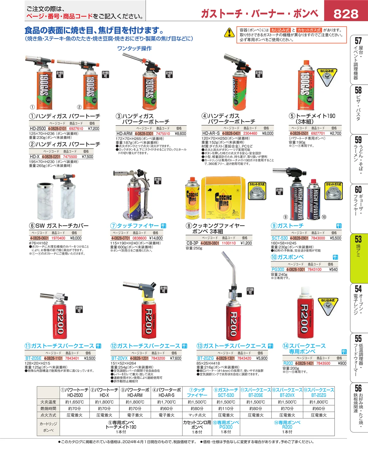 EBM業務用厨房用品カタログvol.24・ページ番号828・電気・ガスコンロ