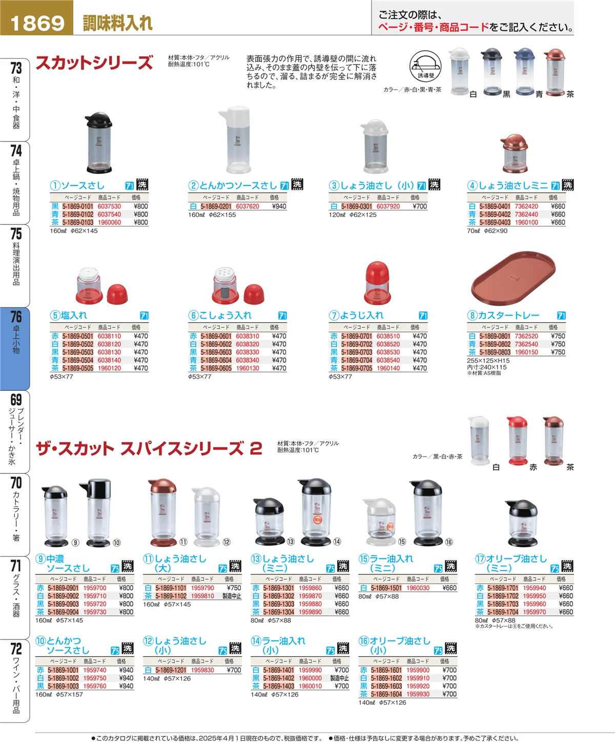 EBM業務用厨房用品カタログvol.25・ページ番号1869・料理演出用品