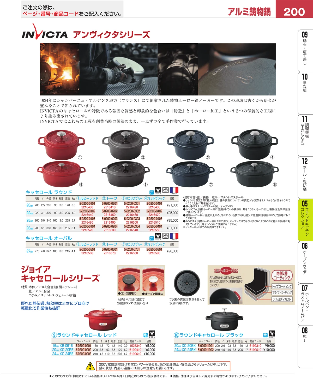 EBM業務用厨房用品カタログvol.25・ページ番号200・鍋全般
