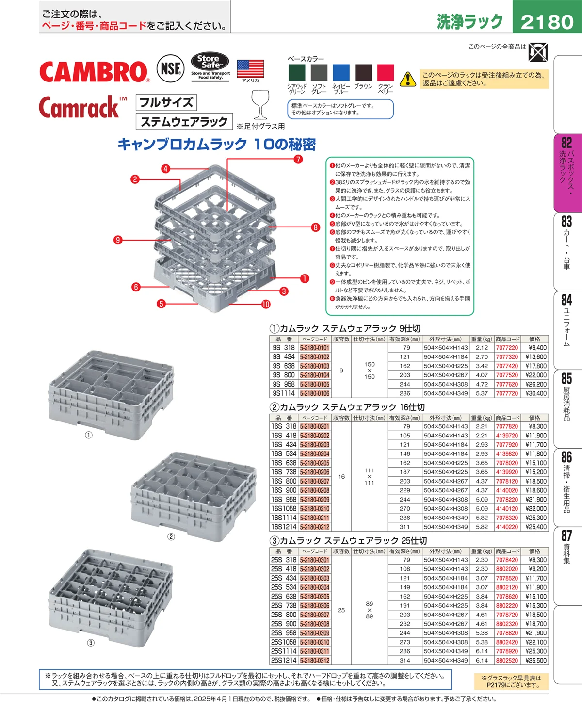 EBM業務用厨房用品カタログvol.25・ページ番号2180・棚・作業台